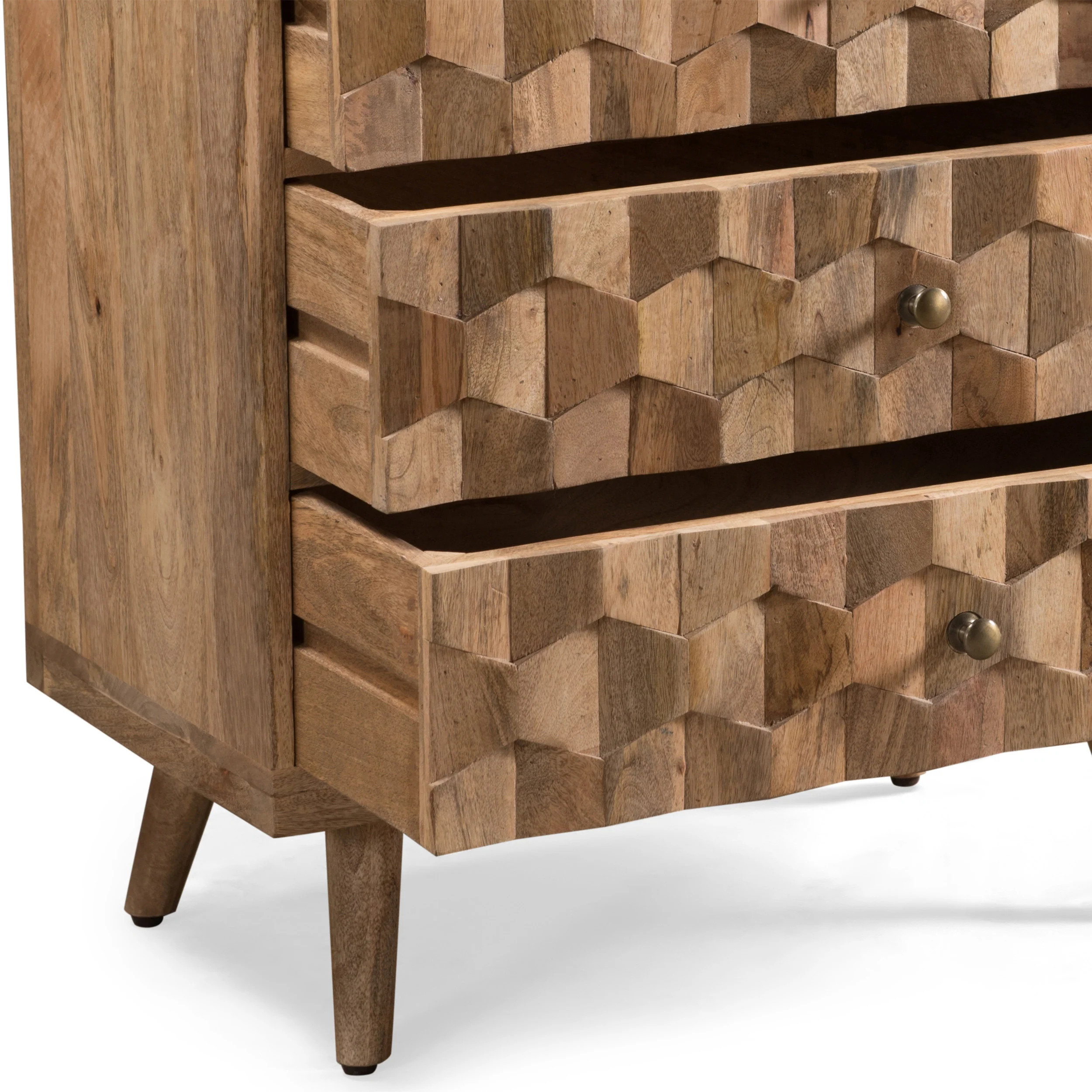 Poppy Mid-Century Modern Mango Wood 3 Drawer Chest - furnishings