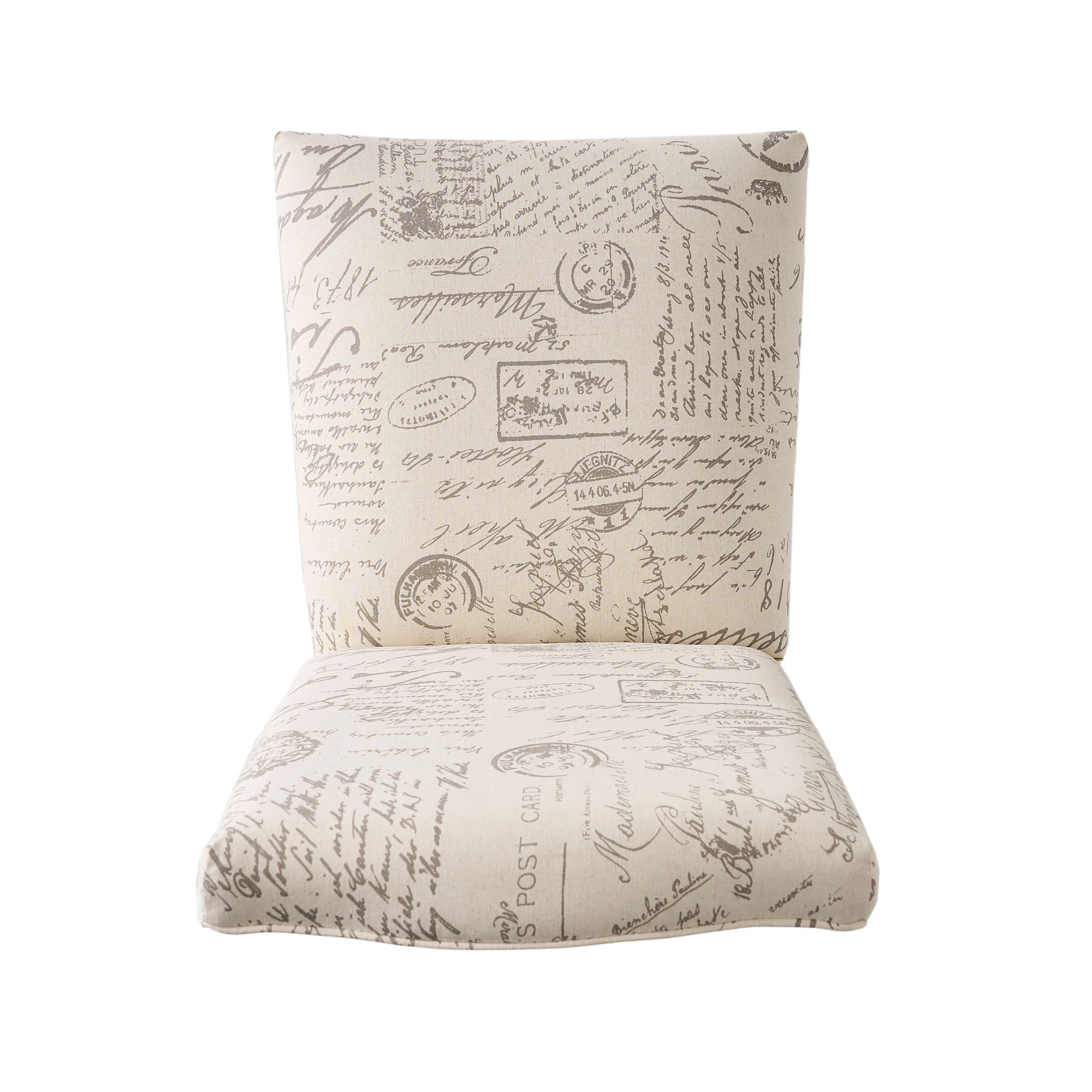 Crown Back French Script Beige Fabric Dining Chairs (Set of 2) - furnishings