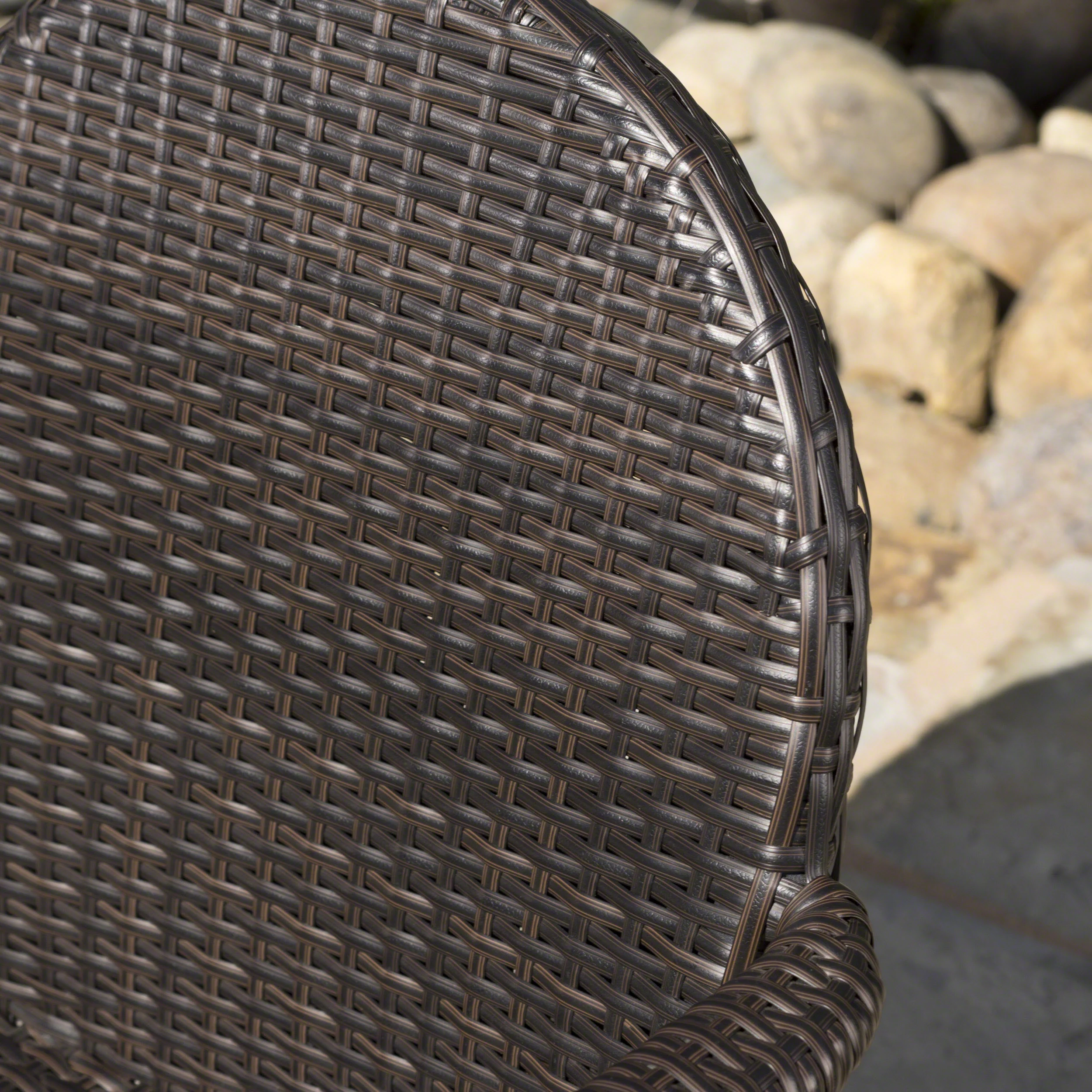 Ashlynn Outdoor 7 Piece Multi-brown Wicker Dining Set with Stacking Chairs - furnishings