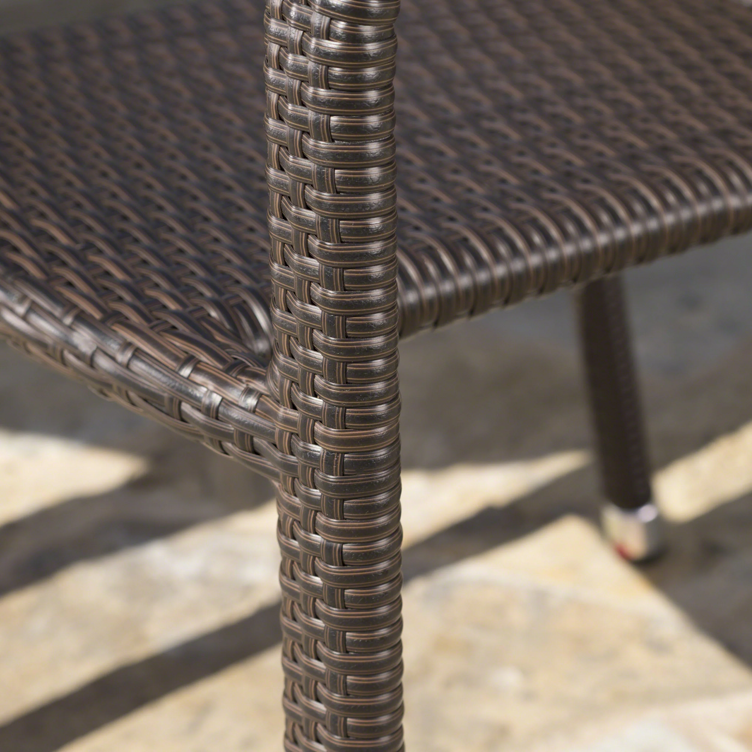 Evanch Outdoor 7 Piece Multi-brown Wicker Oval Dining Set with Stacking Chairs - furnishings