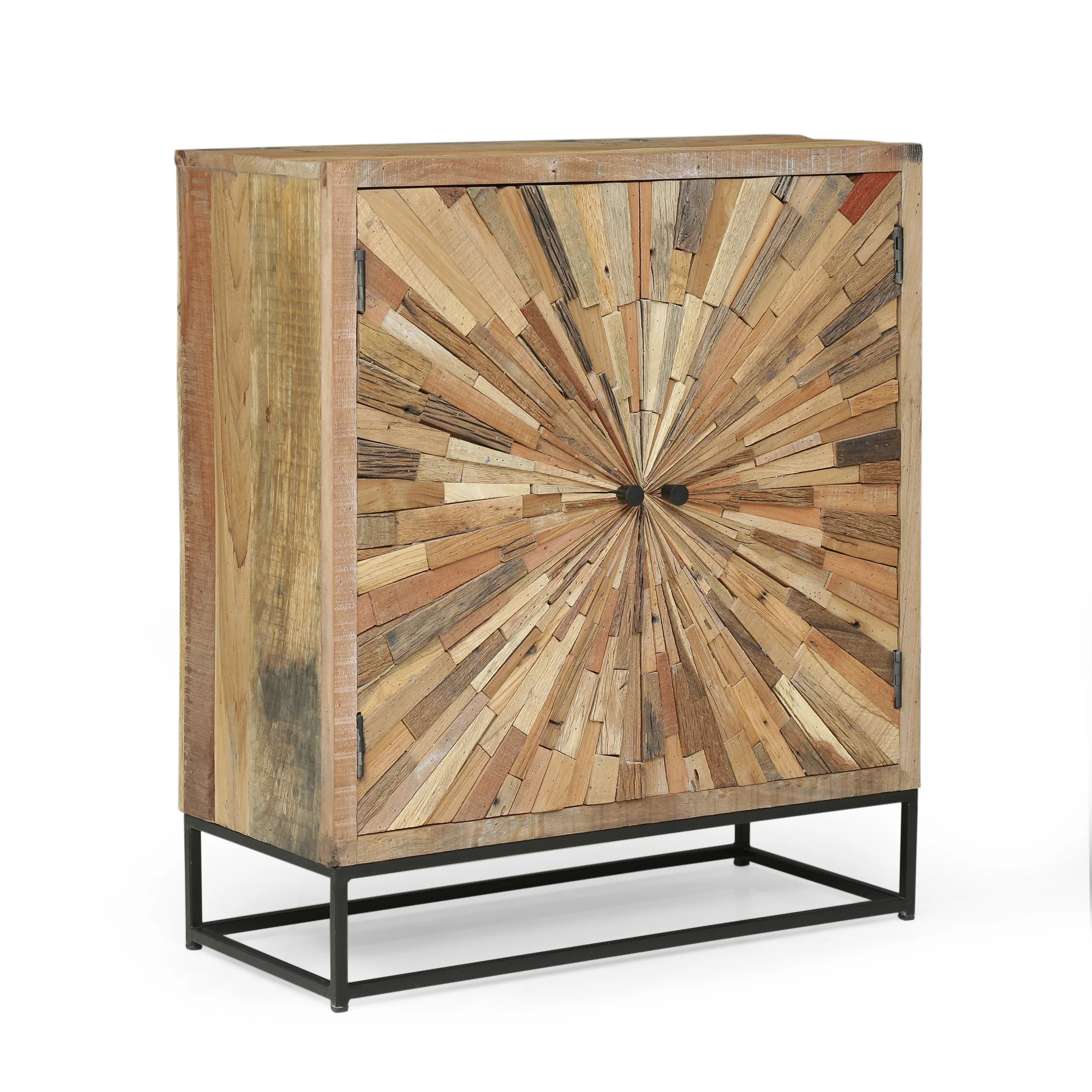 Temur Handcrafted Boho Wooden 2 Door Cabinet - furnishings
