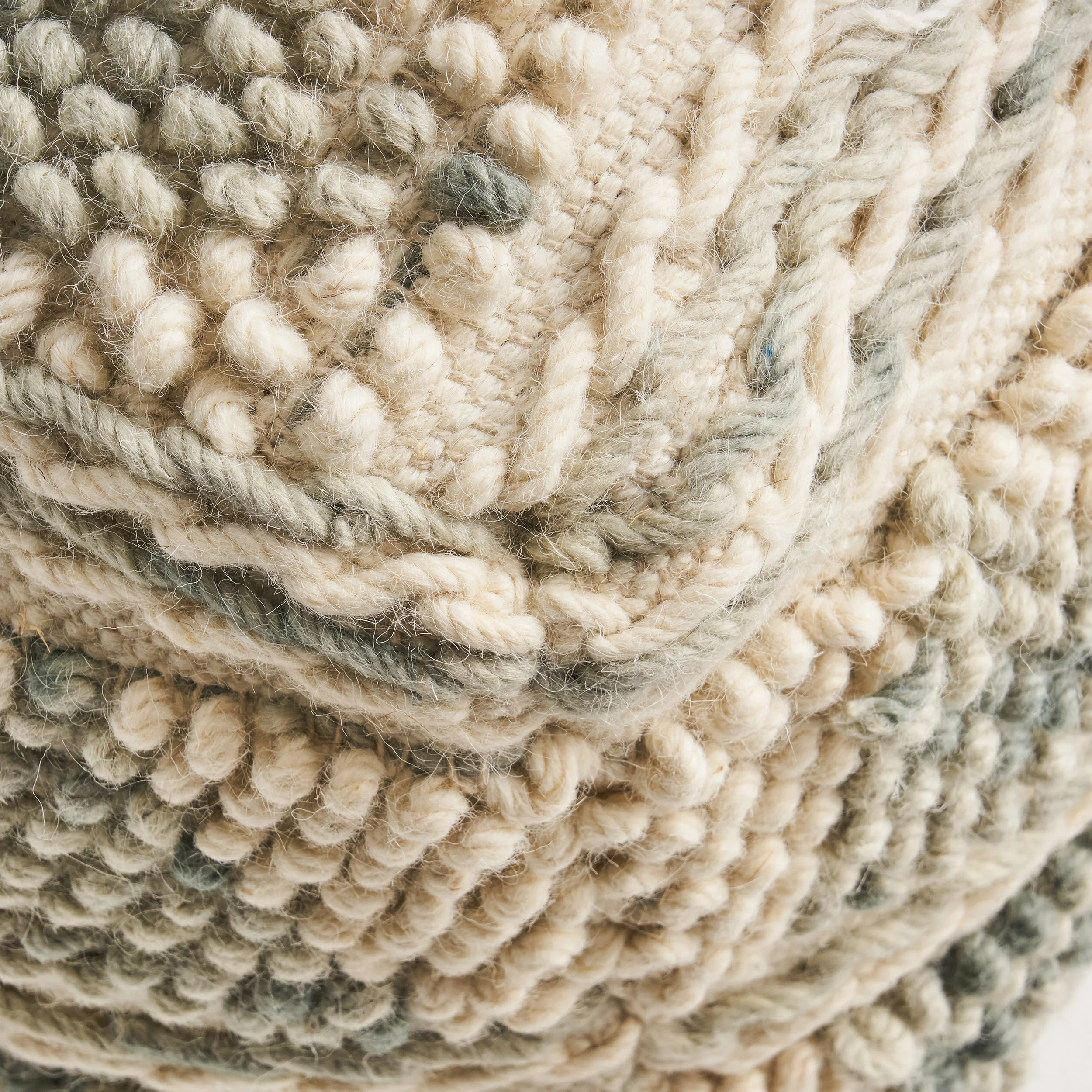 Rosalin Boho Wool and Cotton Ottoman Pouf - furnishings