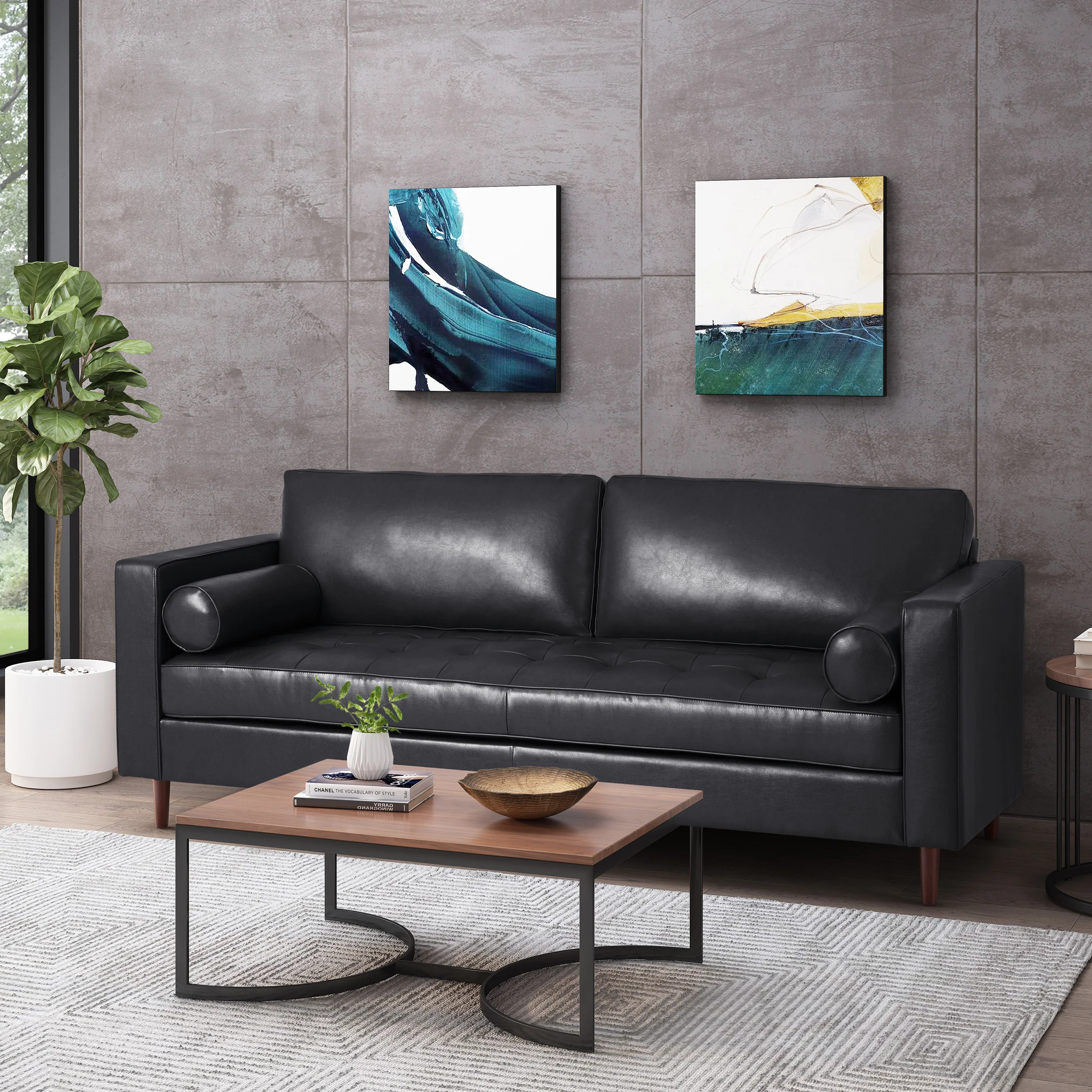 Hixon Contemporary Tufted 3 Seater Sofa - furnishings