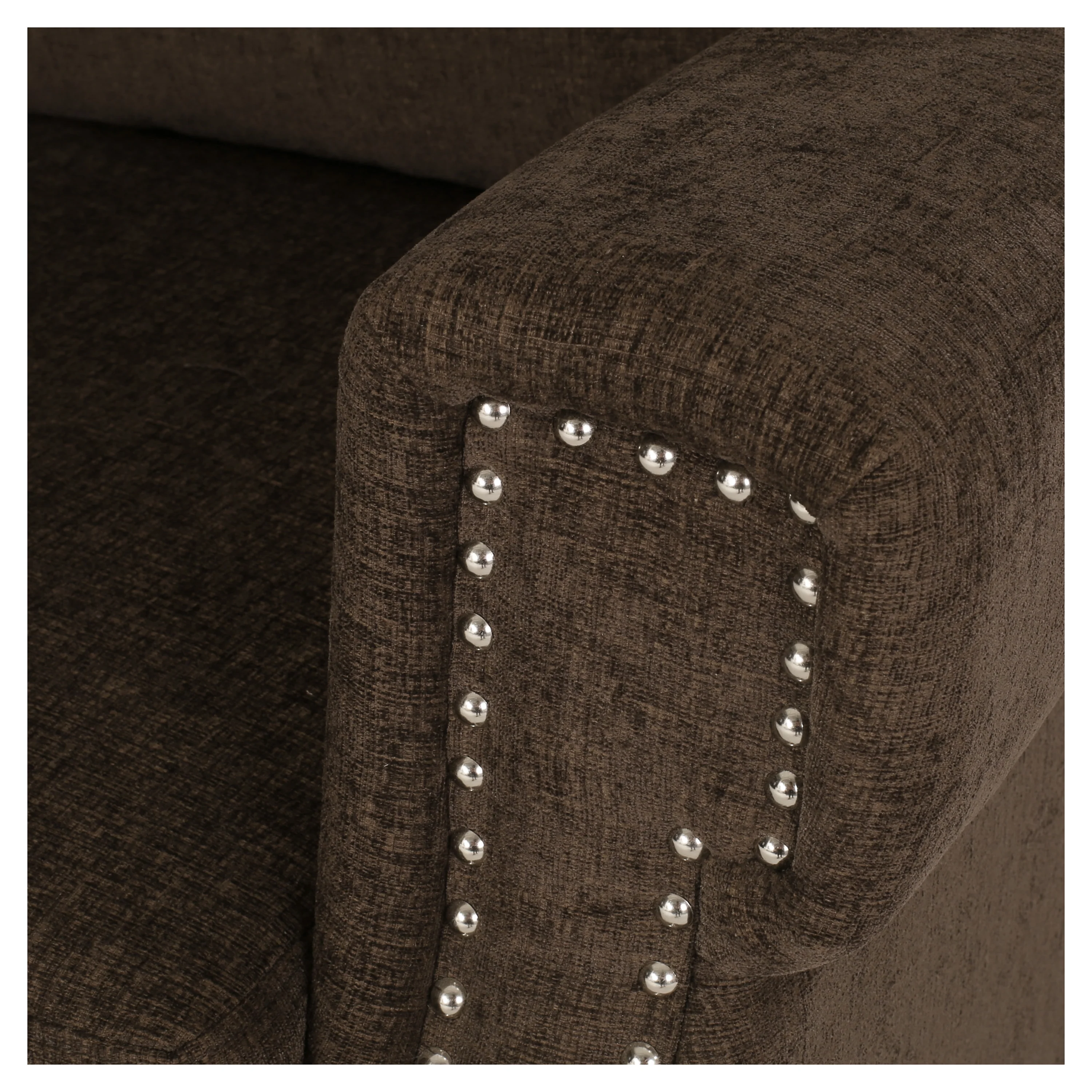 Dobles Contemporary Fabric 3 Seater Sofa with Nailhead Trim - furnishings