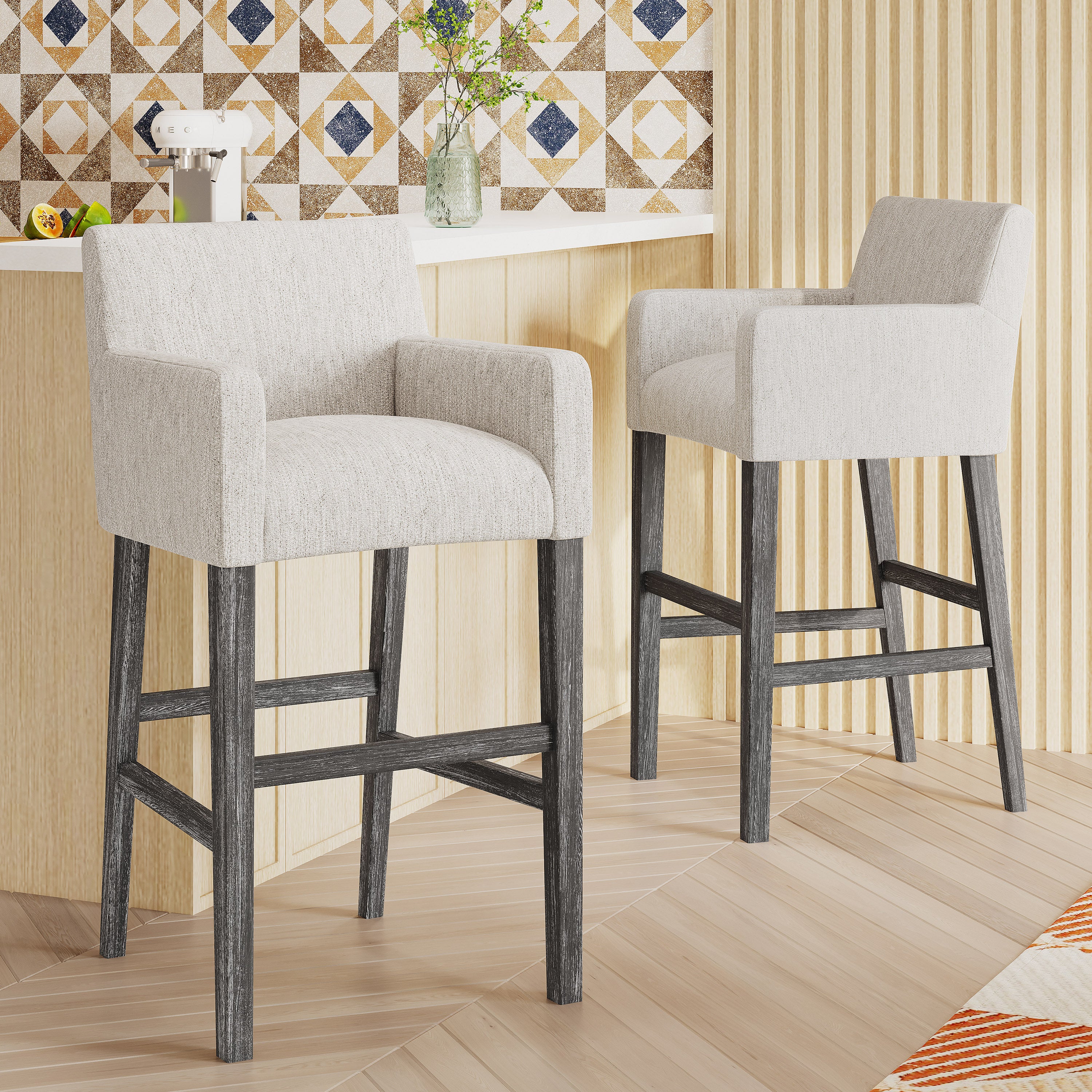 Chaparral Contemporary Fabric Upholstered Wood 30.5 inch Barstools (Set of 2) - furnishings
