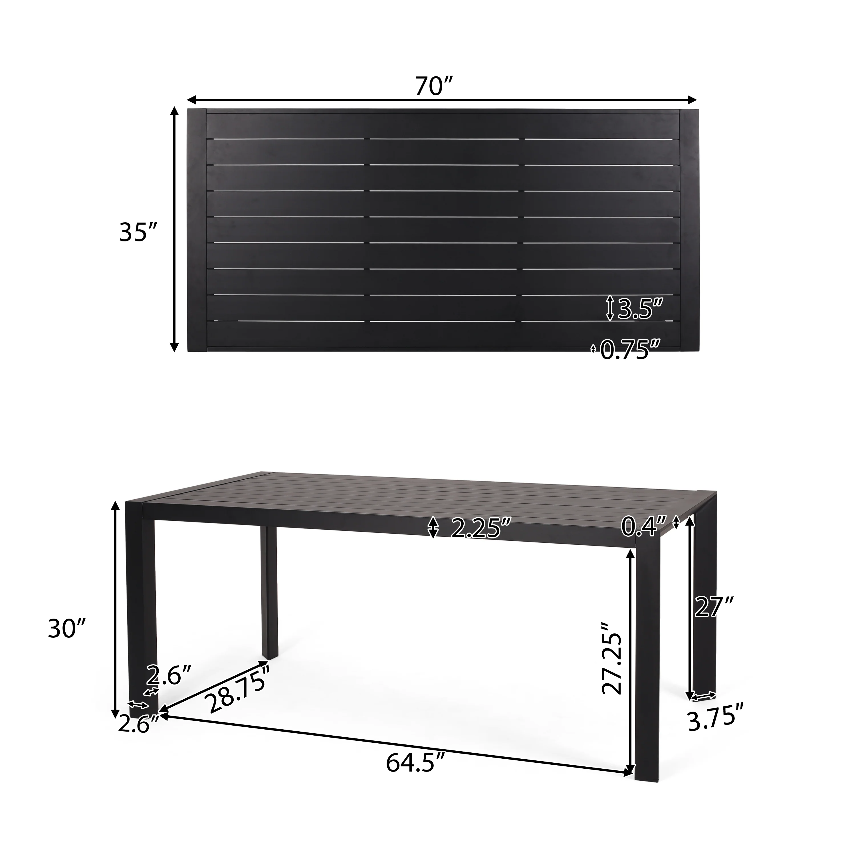 Kairo Outdoor Mesh and Aluminum 7 Piece Dining Set, Black - furnishings
