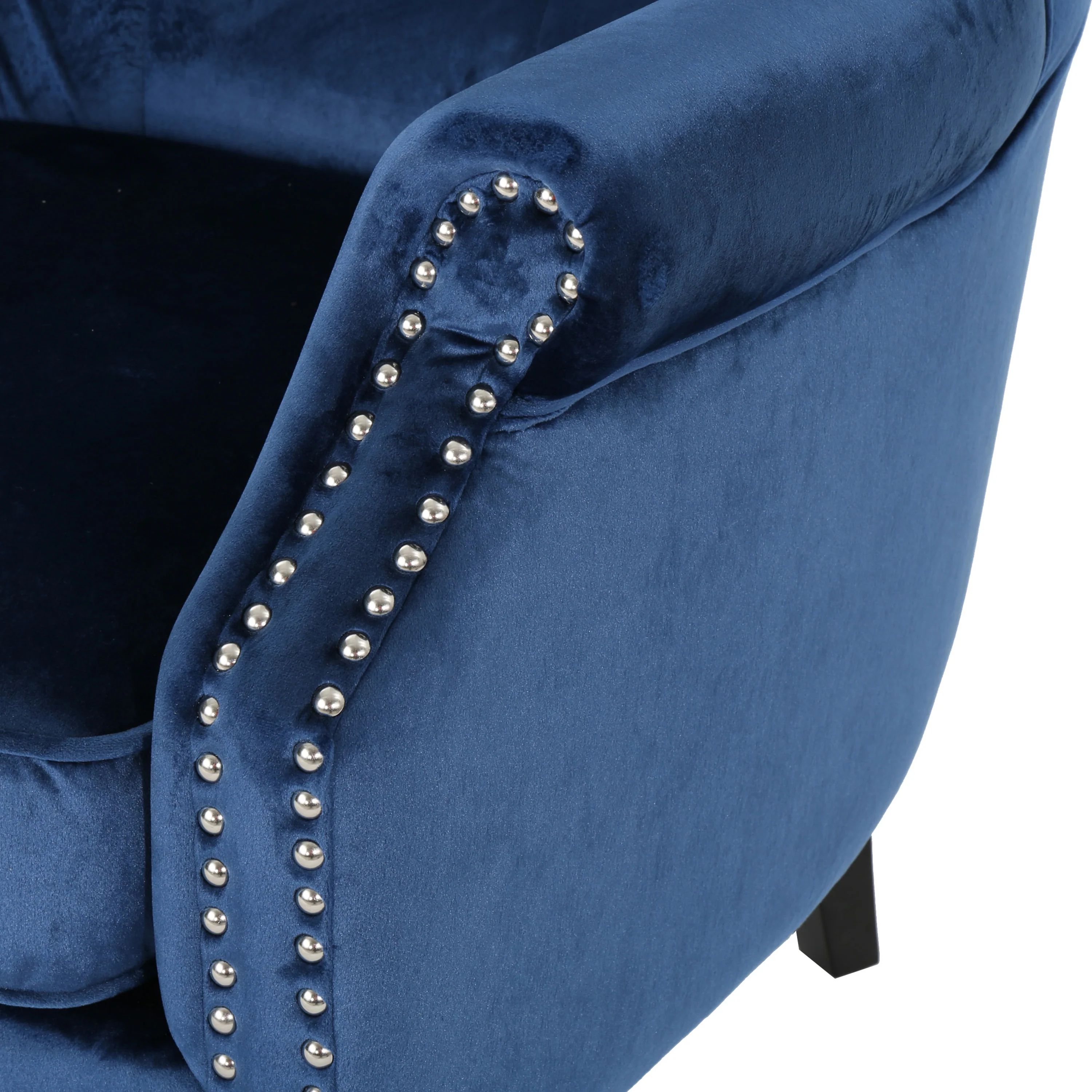 Tomlin Modern Glam Velvet Club Chair with Nailhead Trim - furnishings
