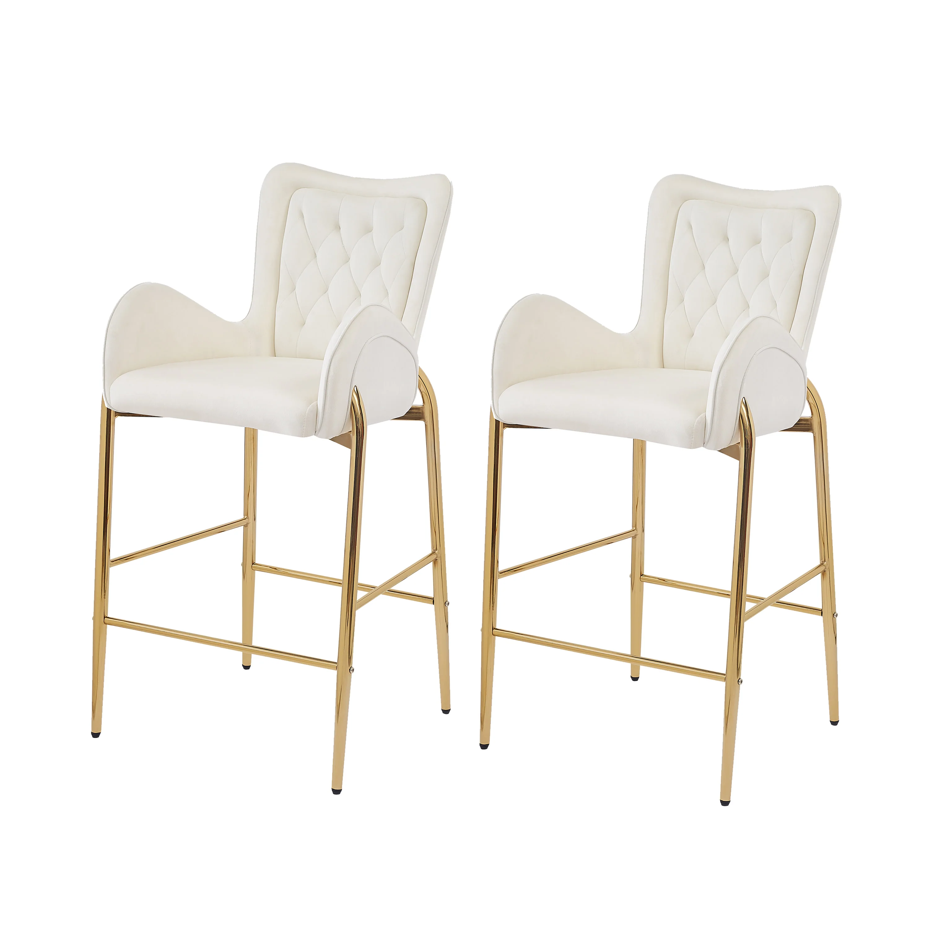 Kilmore Modern Upholstered Cushioned Velvet Counter Stool with Footrest & Tufted Back - furnishings