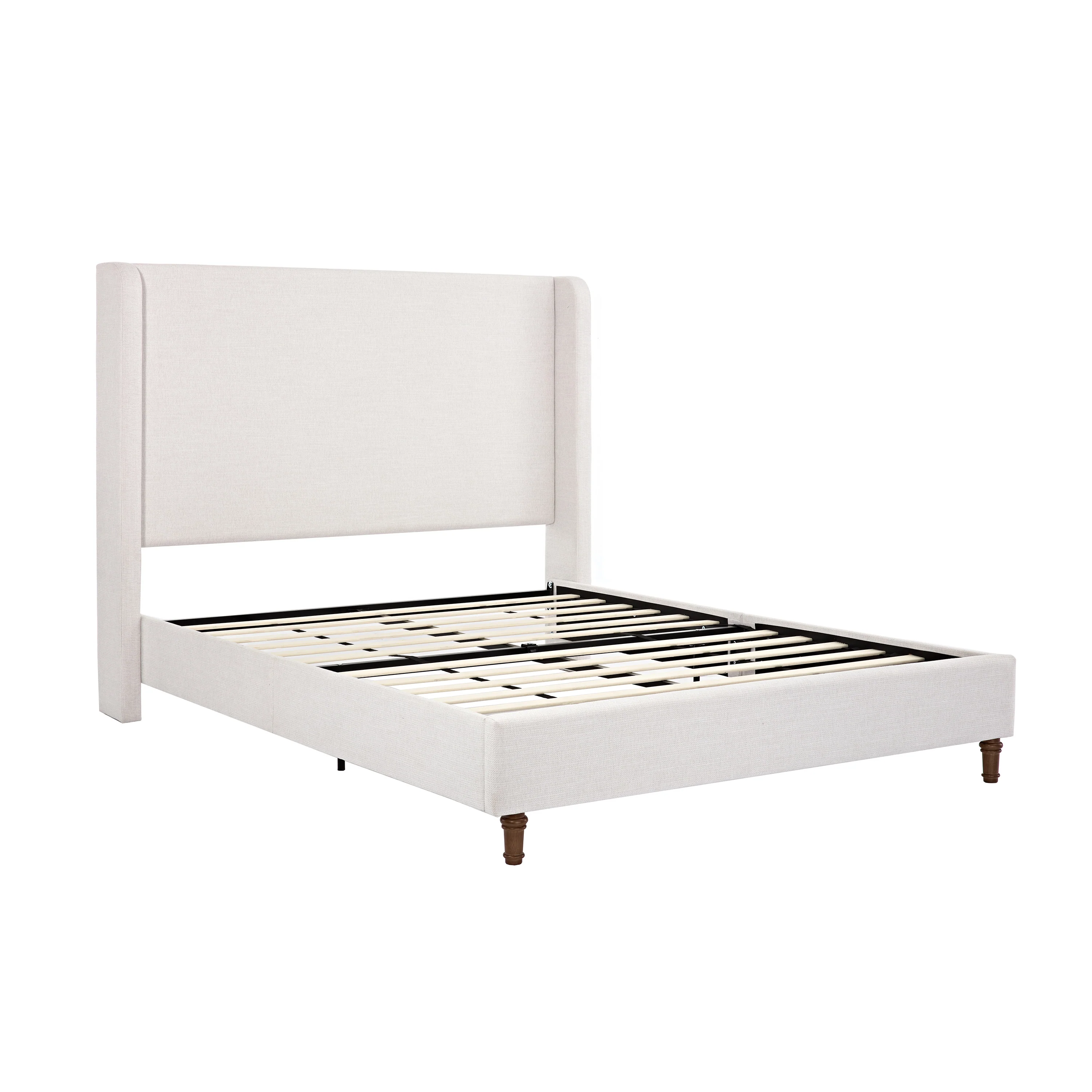 Bohdi Queen Indoor Upholstered Metal Tall Headboard Bed with Wingback - furnishings