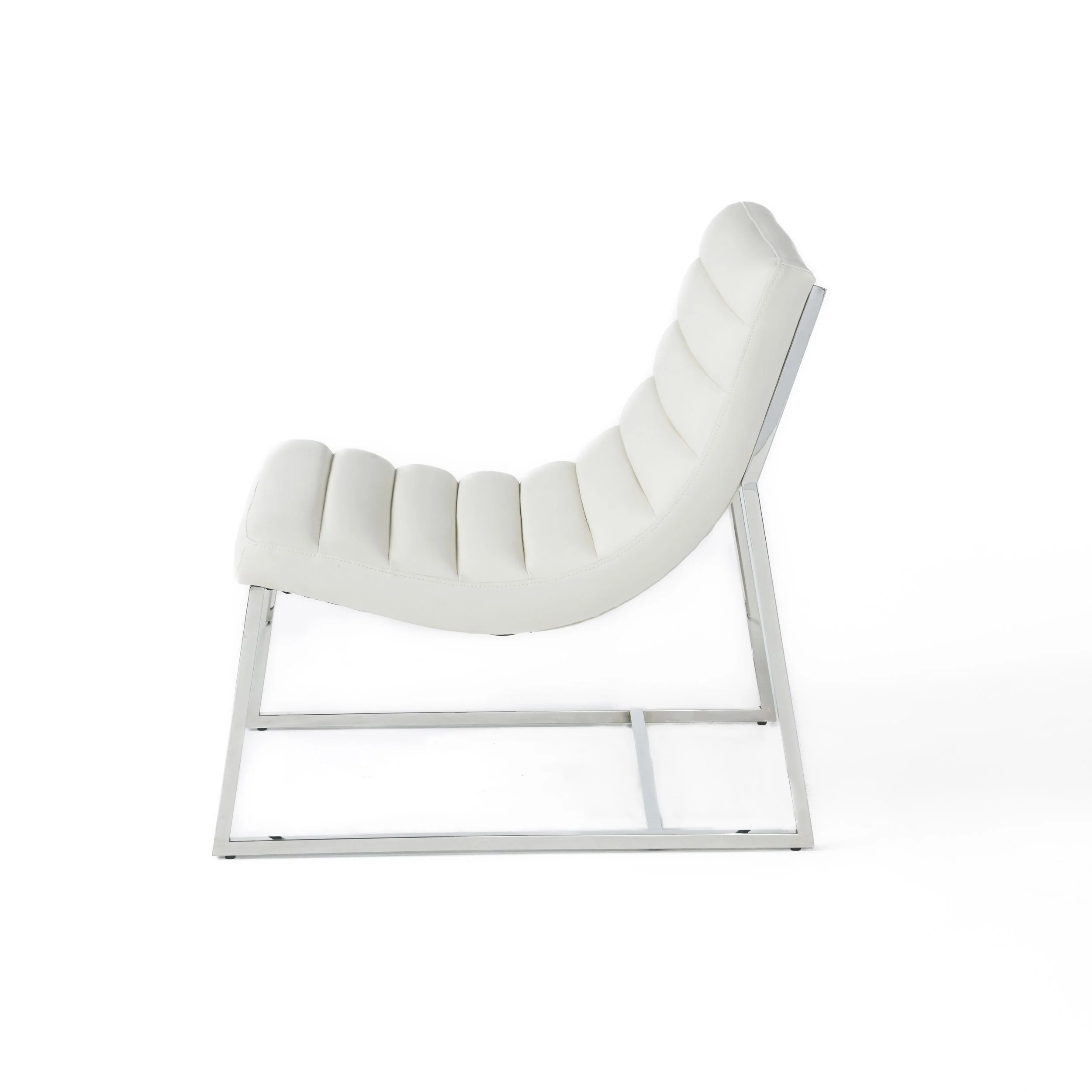 Kingsbury White Leather Lounge Accent Chair - furnishings