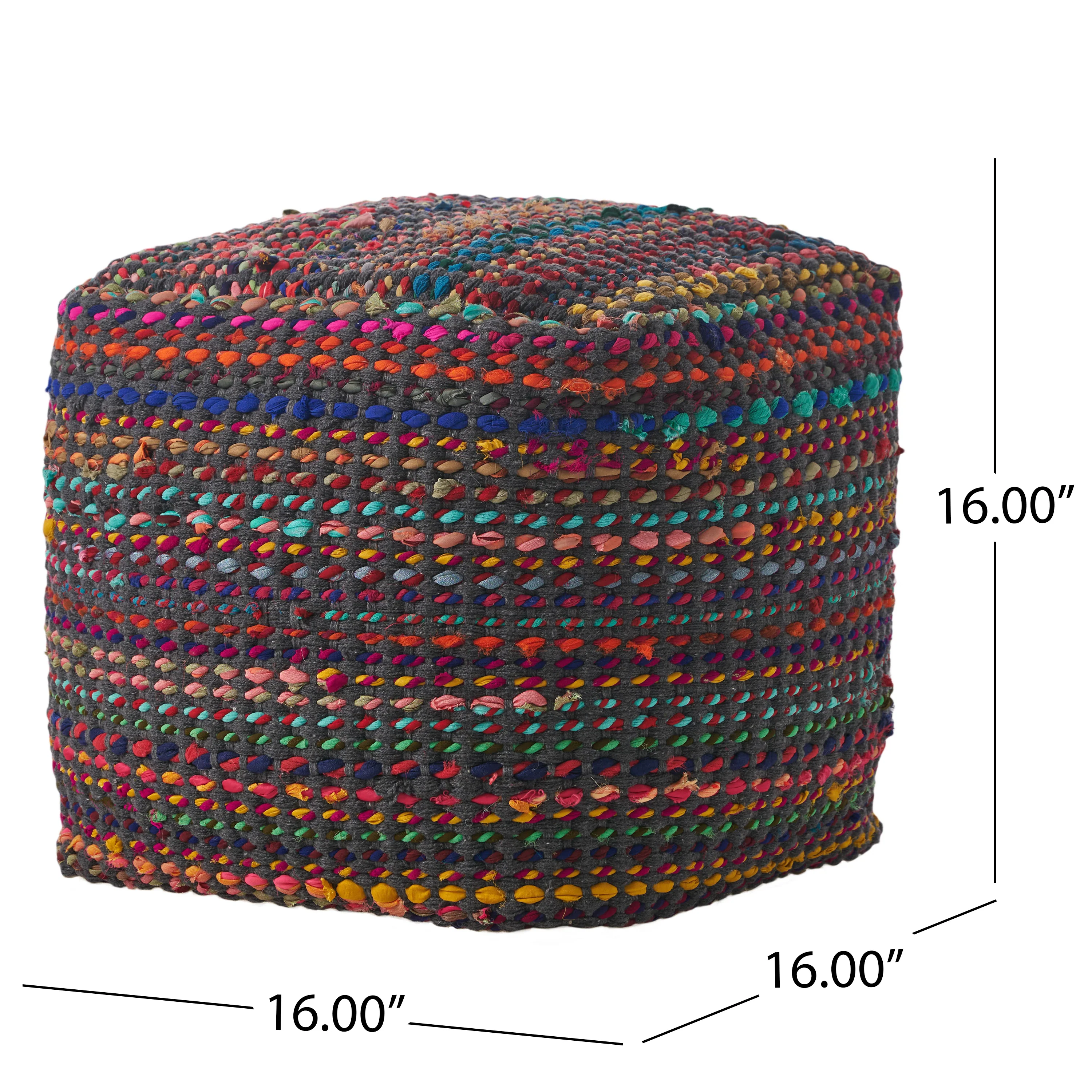 Naholo Handcrafted Boho Fabric Pouf - furnishings
