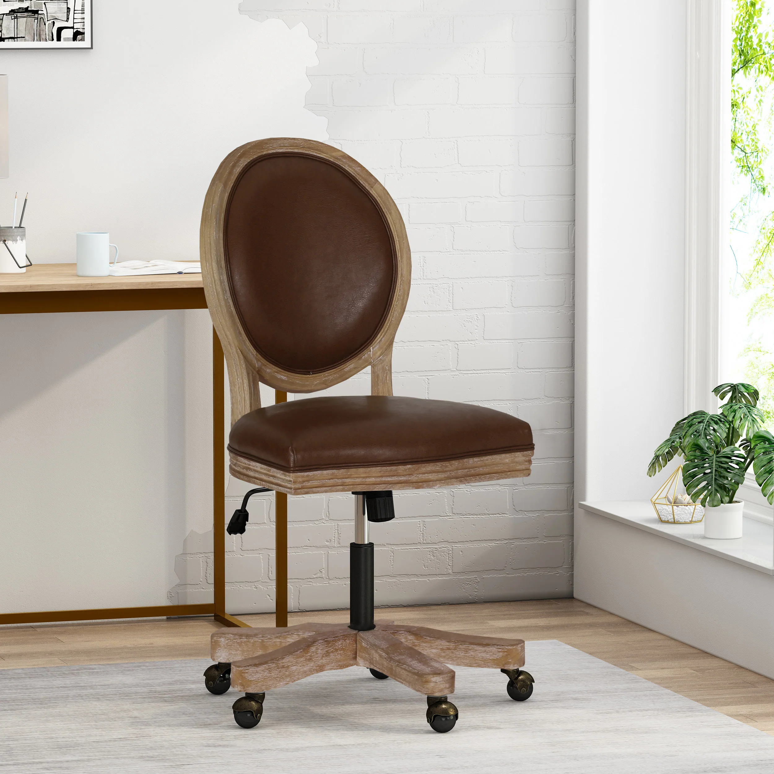 Westby French Country Upholstered Swivel Office Chair - furnishings