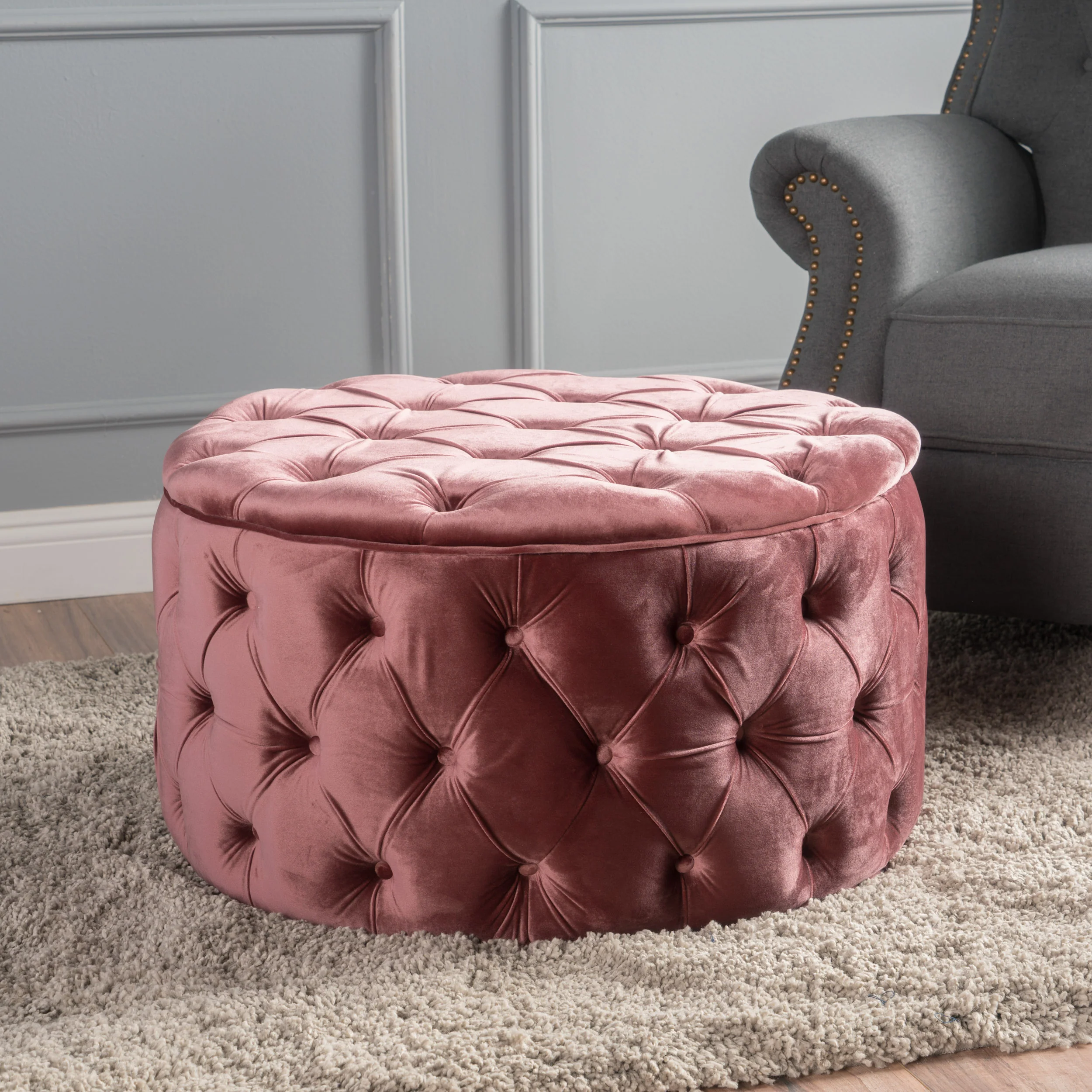 Zuma Aqua New Velvet Ottoman - furnishings