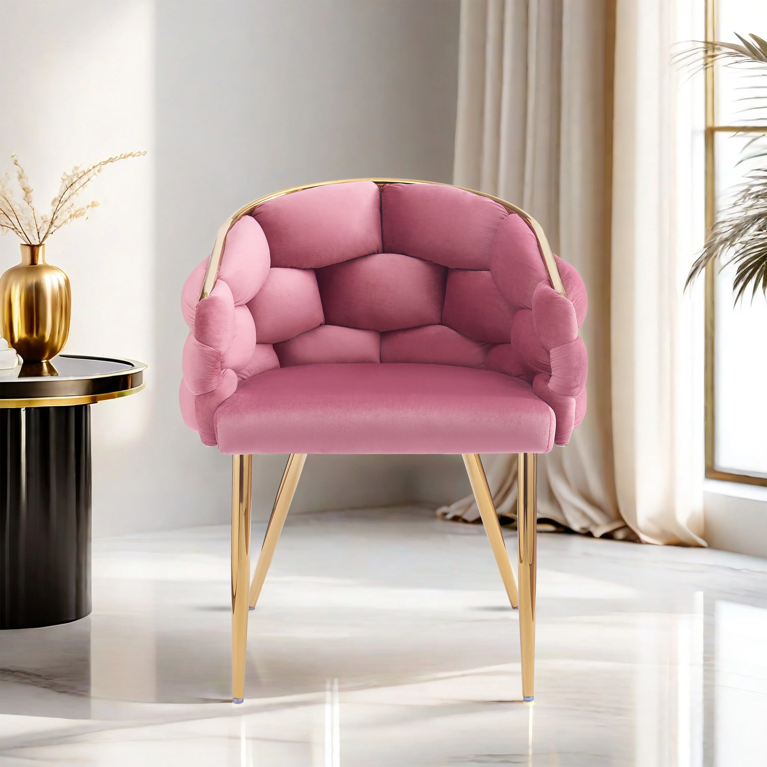 Cotorro Velvet Barrel Design Accent Chairs - furnishings