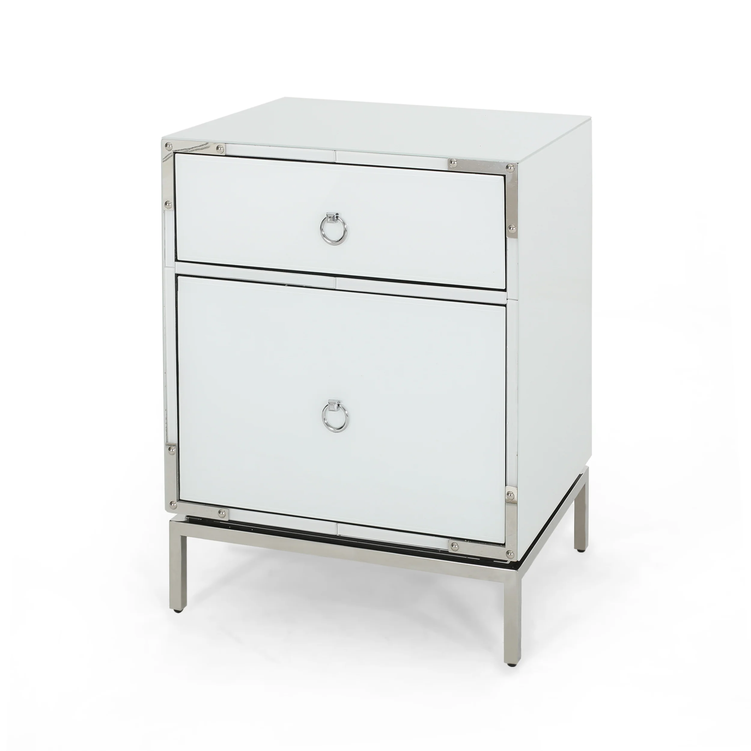 Danea White Glass 2 Drawer Bedside Table - furnishings