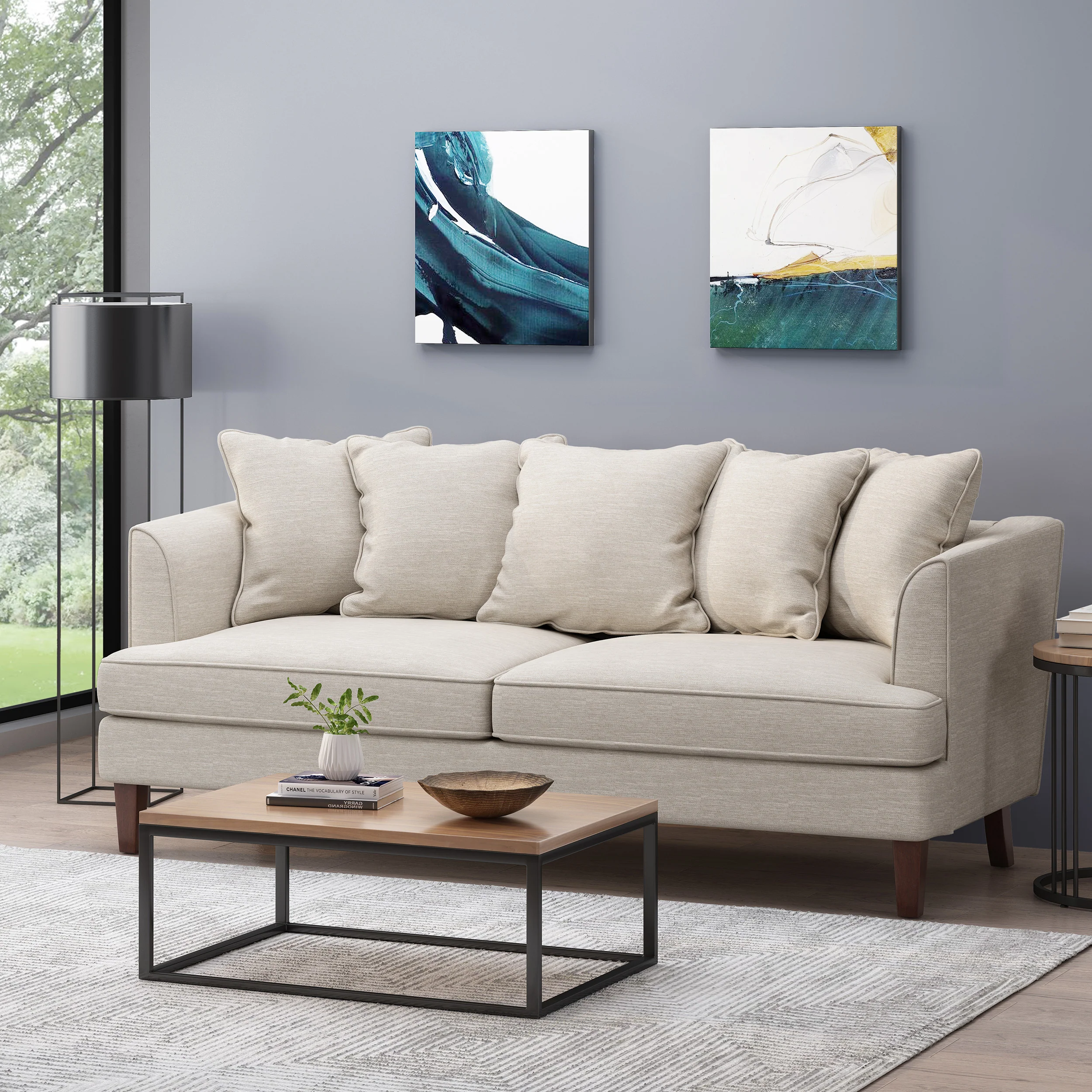 Lilburn Contemporary Pillow Back 3 Seater Sofa - furnishings