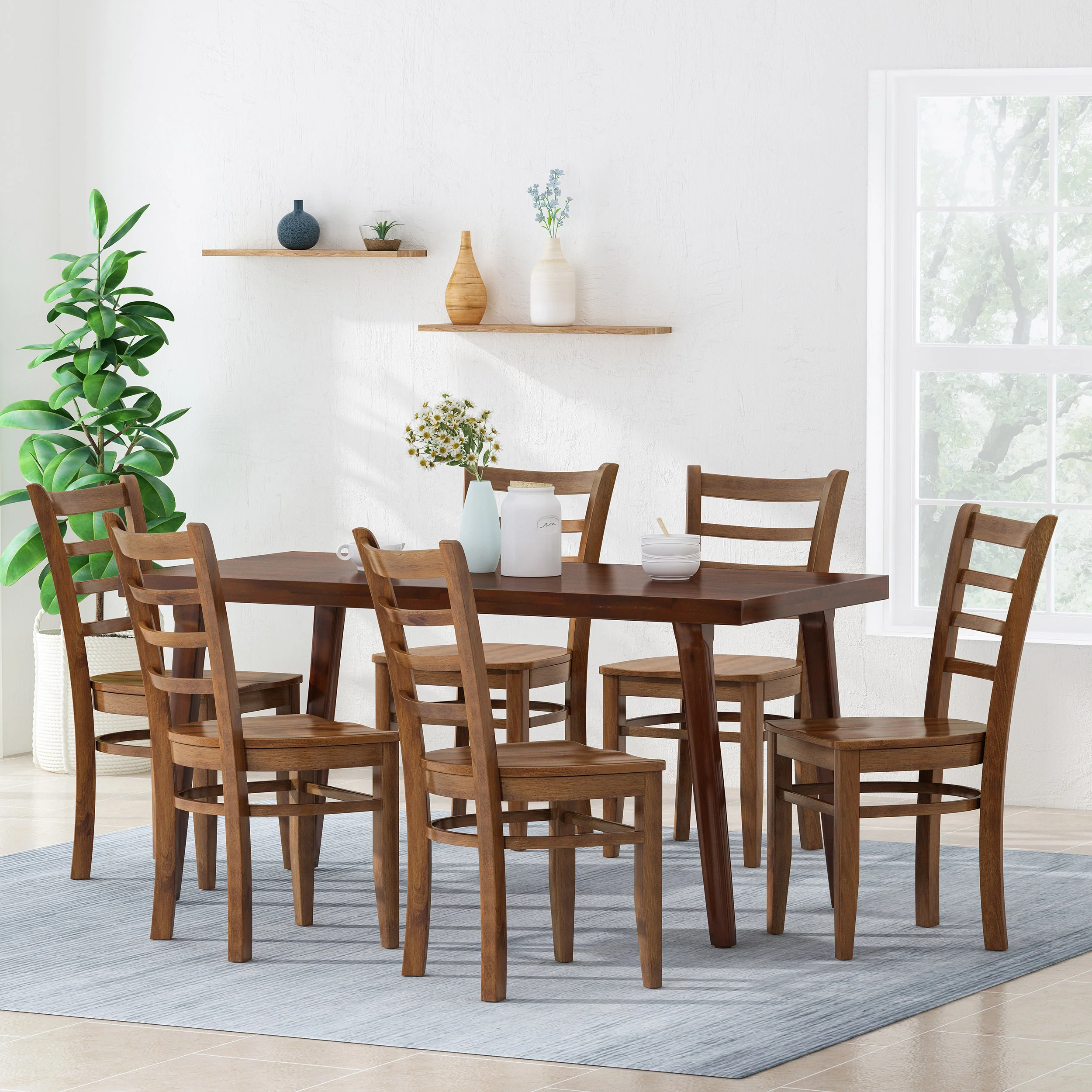 Wagner Farmhouse Wooden Dining Chairs (Set of 6) - furnishings