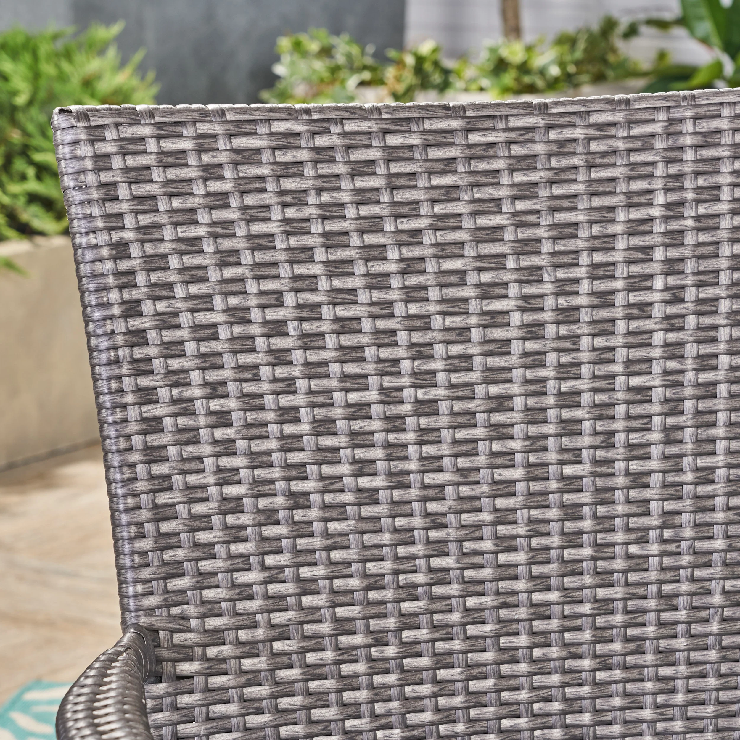 Lance Outdoor 5 Piece Acacia Wood and Wicker Dining Set - furnishings