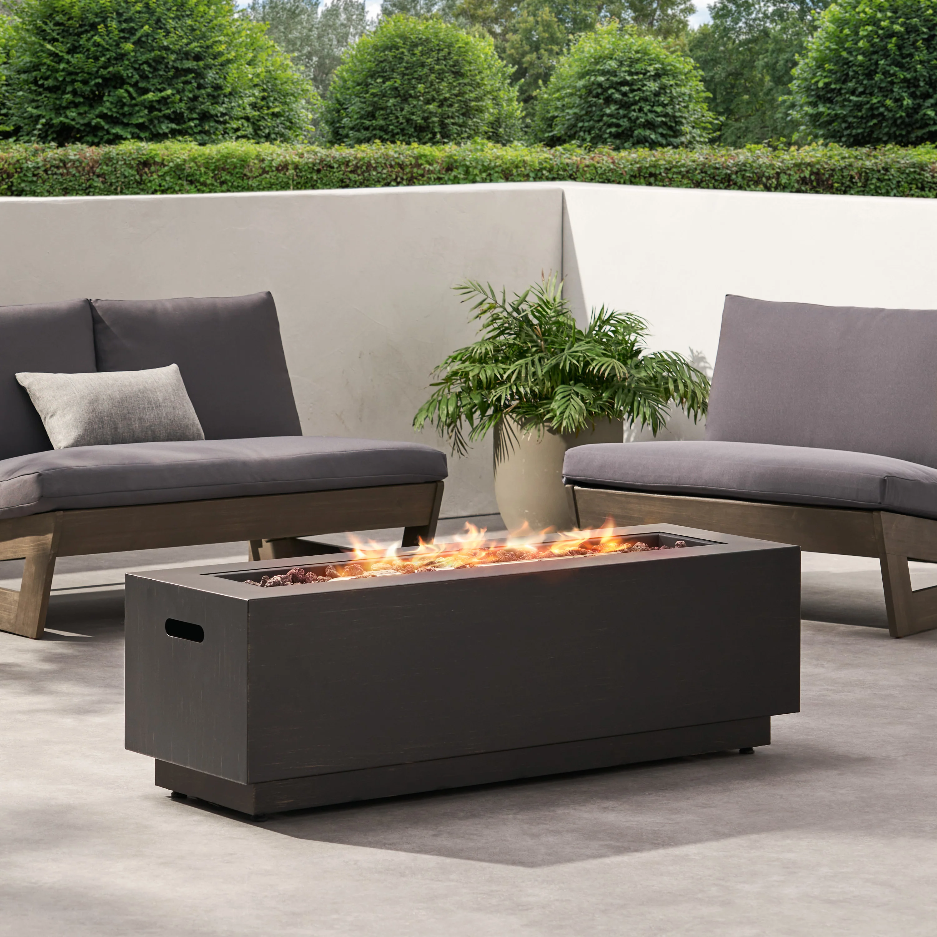 Jasmine Outdoor 50,000 BTU Rectangular Fire Pit (No Tank Holder) - furnishings