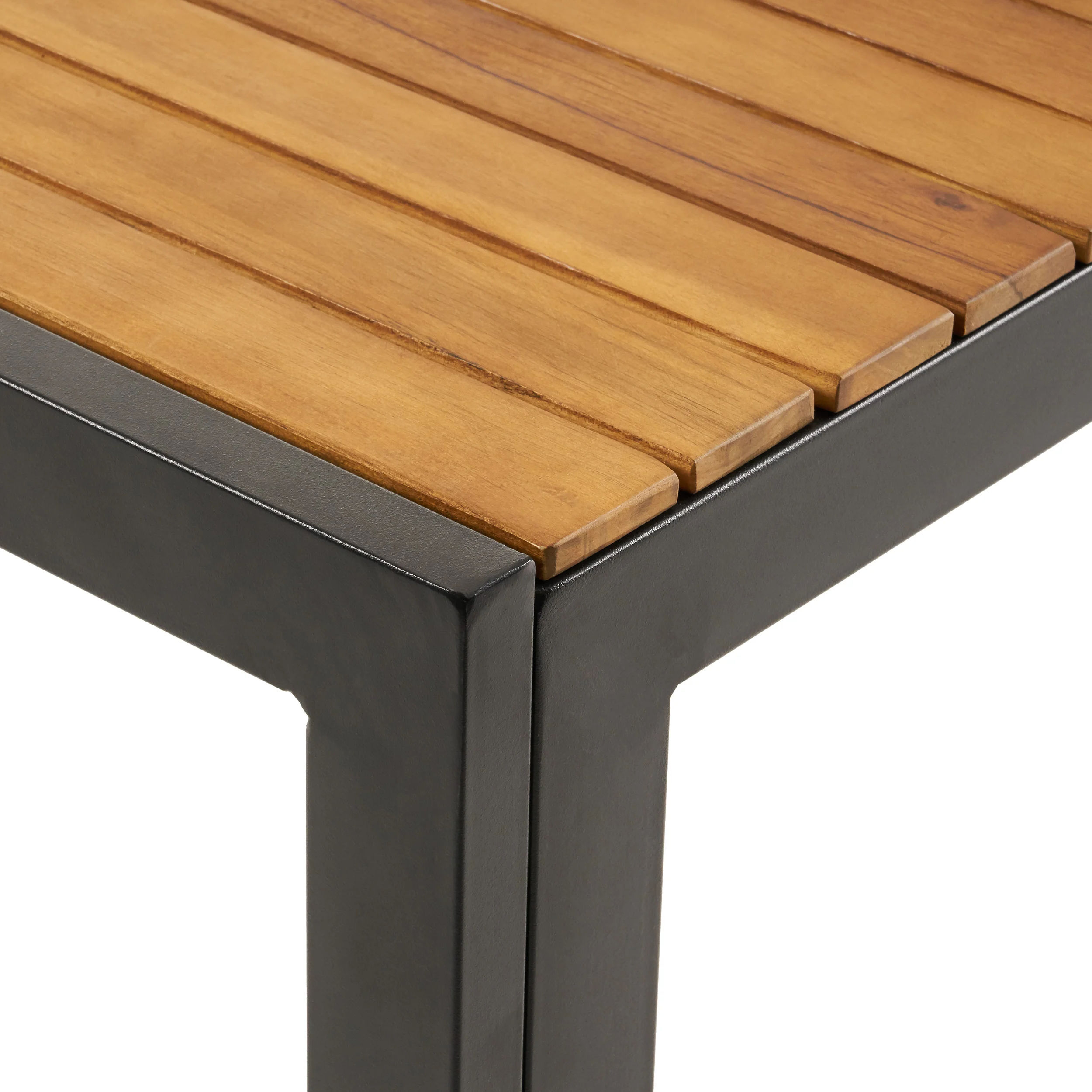 Monica Outdoor 6-Seater Rectangular Acacia Wood Dining Set, Teak and Black - furnishings