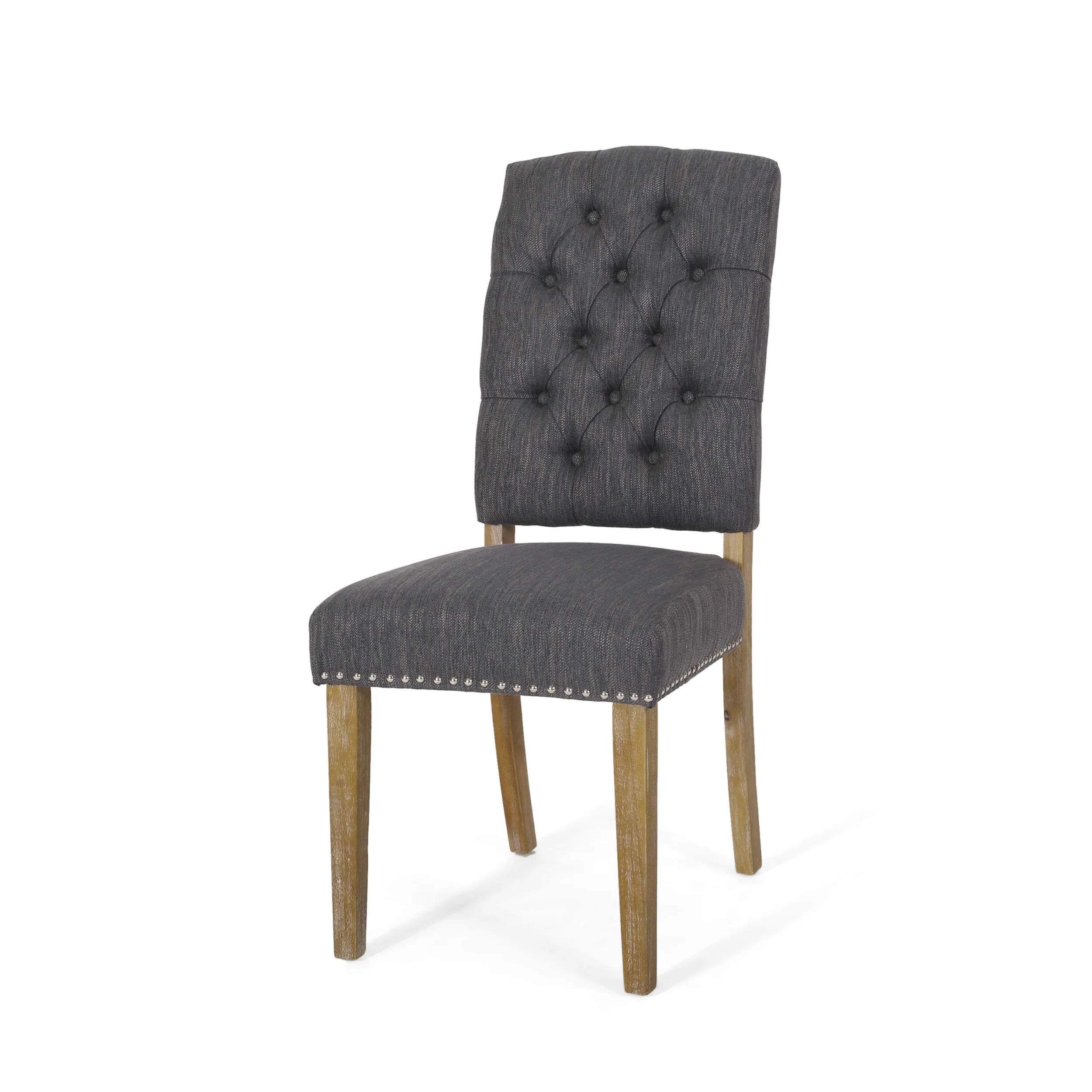 Frances Contemporary Tufted Dining Chairs with Nailhead Trim, Set of 6 - furnishings