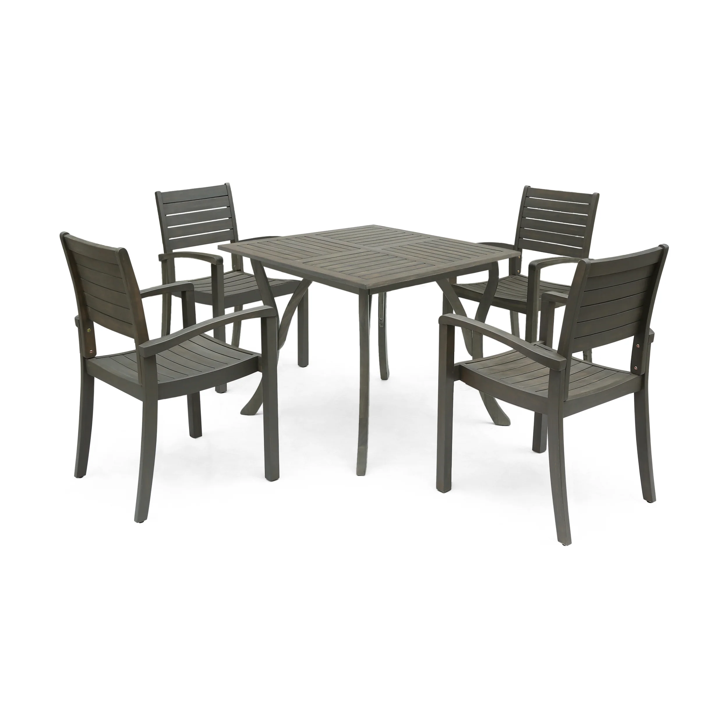 Carr Outdoor 4-Seater Square Acacia Wood Dining Set - furnishings