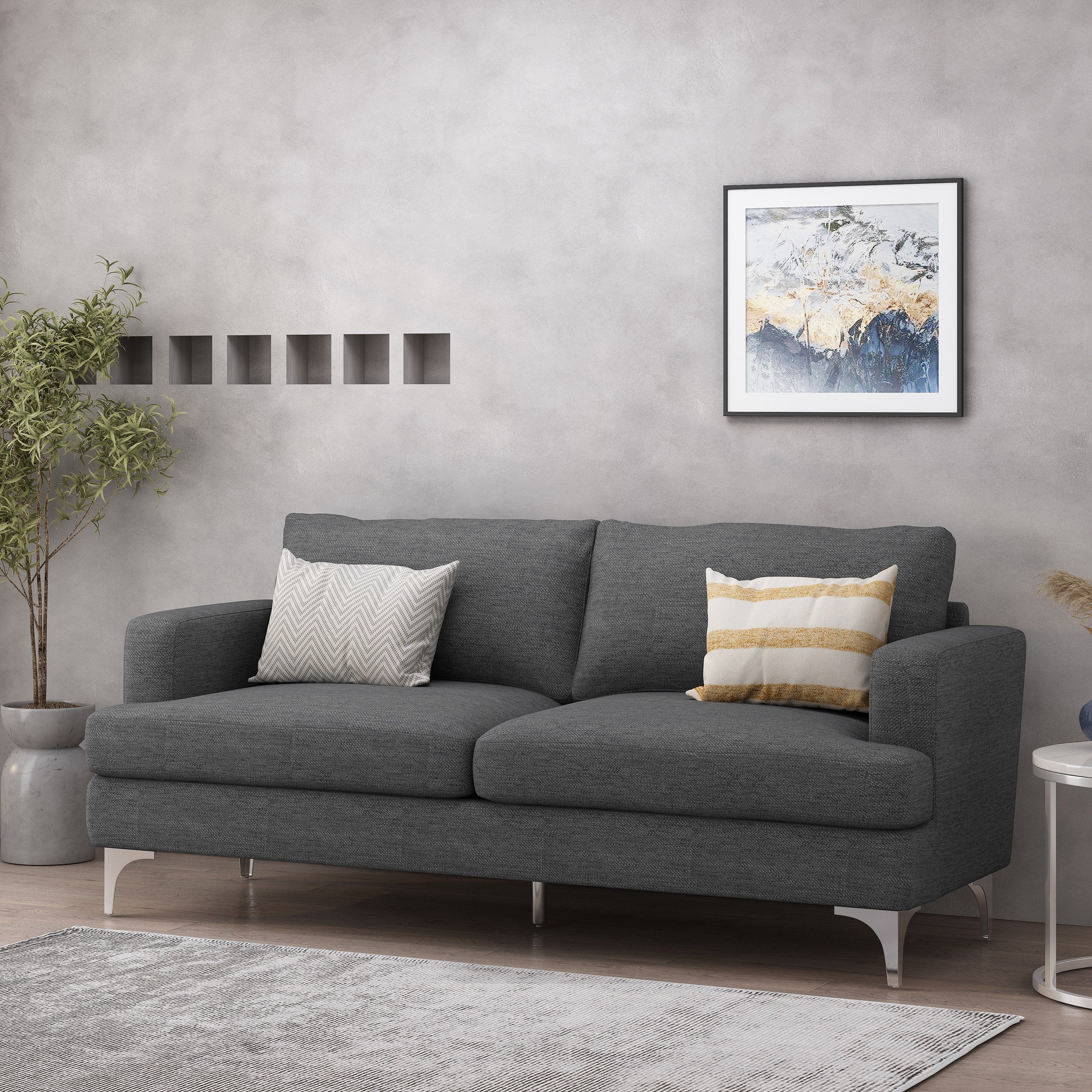 Eliphaz Contemporary Fabric 3 Seater Sofa - furnishings