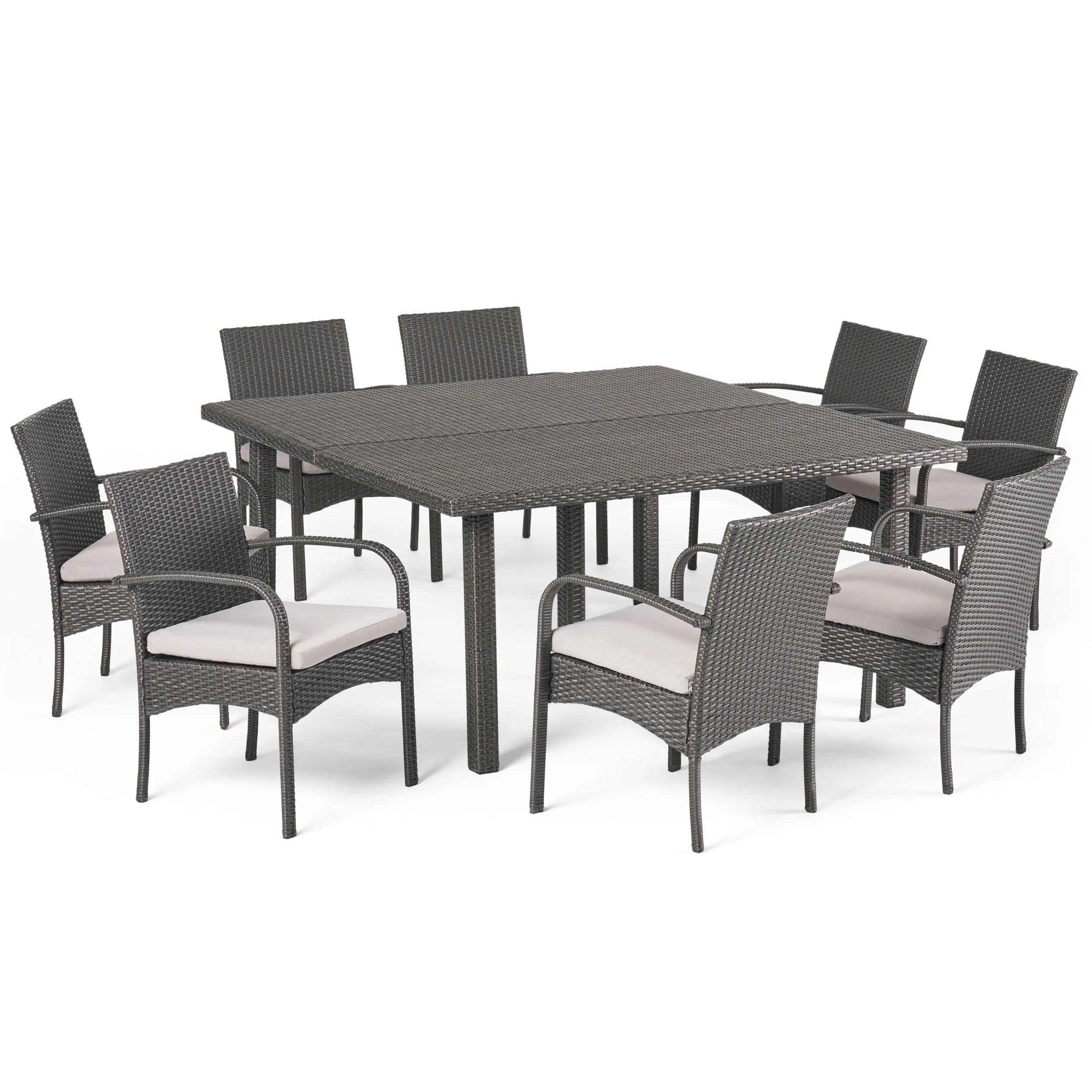 Coral Outdoor 9 Piece Wicker Dining Set with Water Resistant Cushions - furnishings
