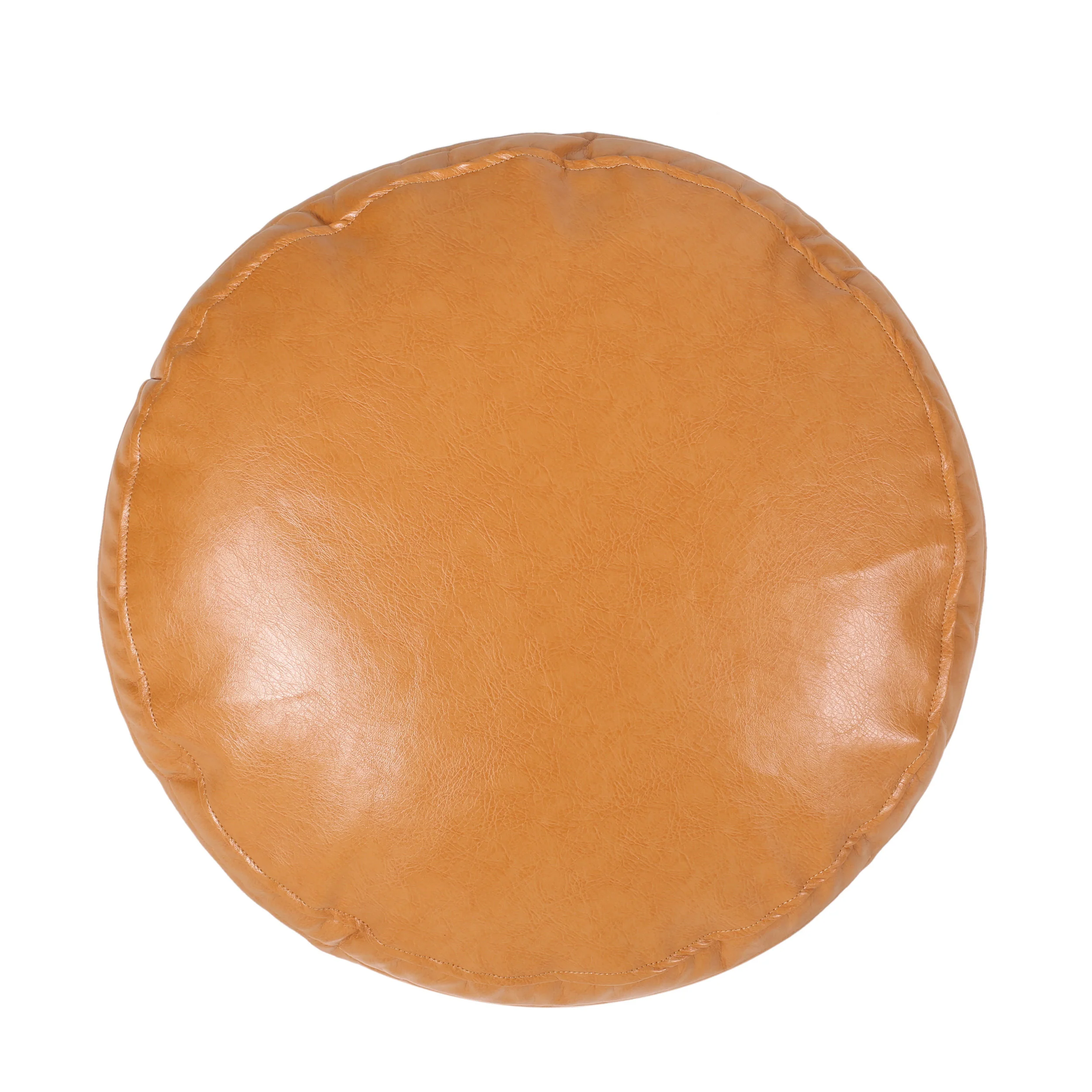 Conrail Contemporary Faux Leather Channel Stitch Pouf - furnishings