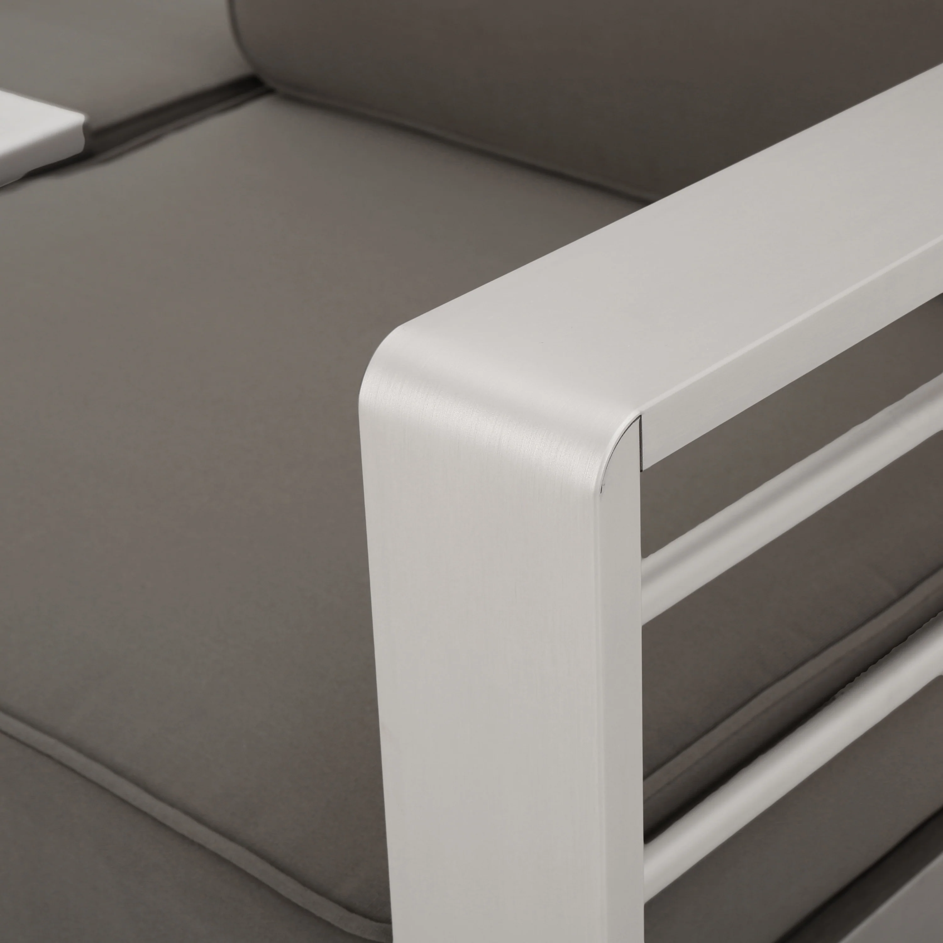 Crested Bay Outdoor Modern Convertible Aluminum Gray Sofa with Tray Insert - furnishings