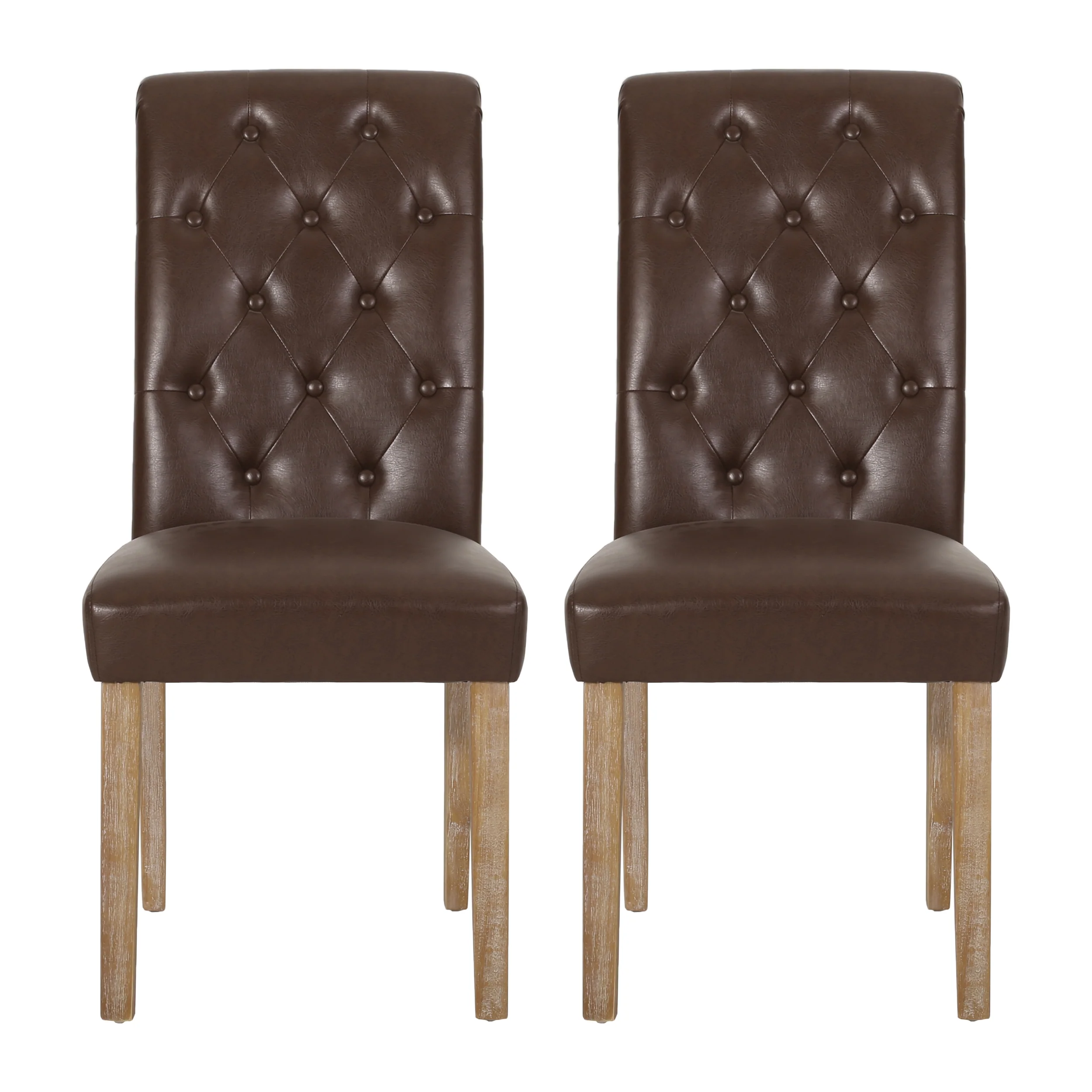 Larkspur Contemporary Faux Leather Tufted Dining Chairs, Set of 2 - furnishings