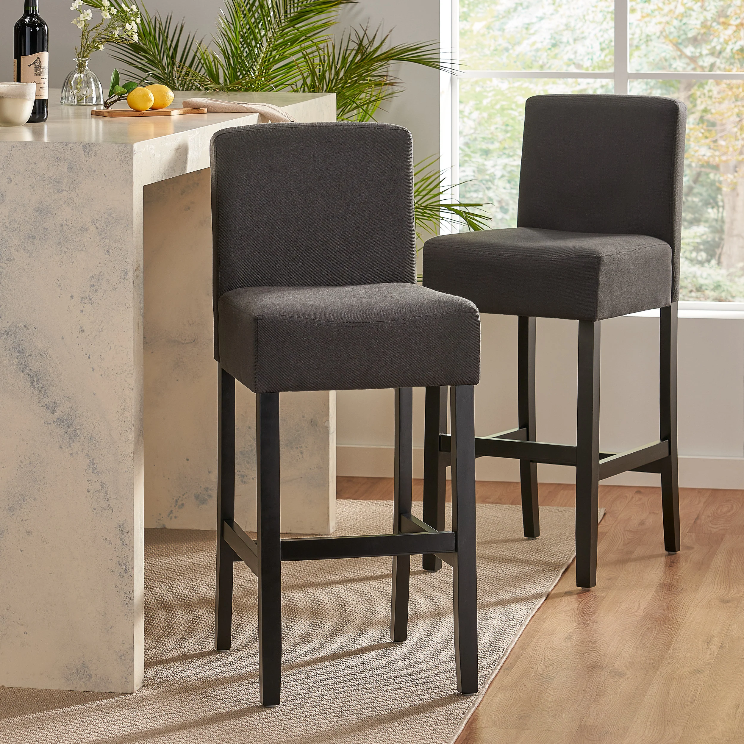 Prim Backed Fabric Barstools (Set of 2) - furnishings