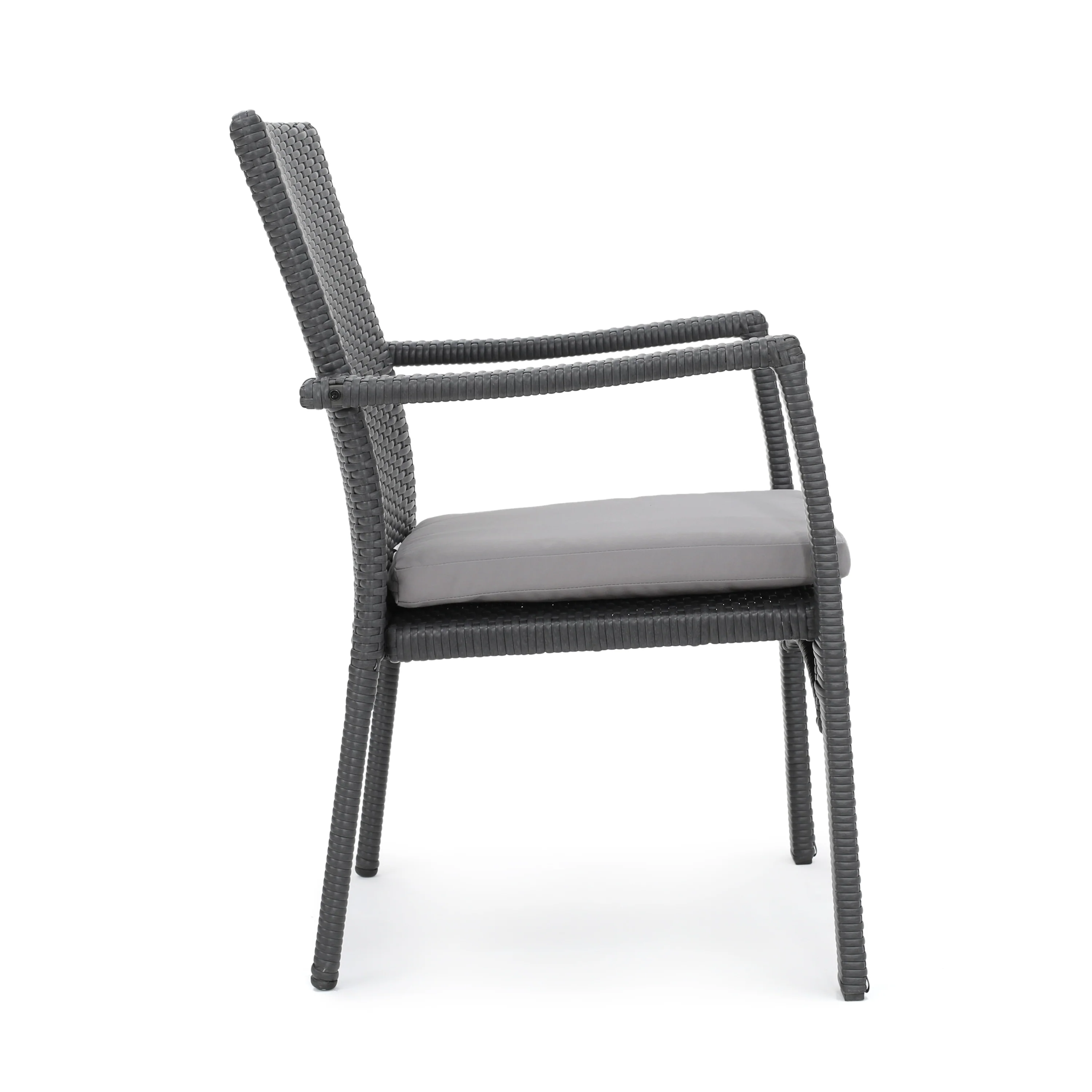 Lena Outdoor 7 Piece Wicker Dining Set, Grey with Grey Cushions - furnishings