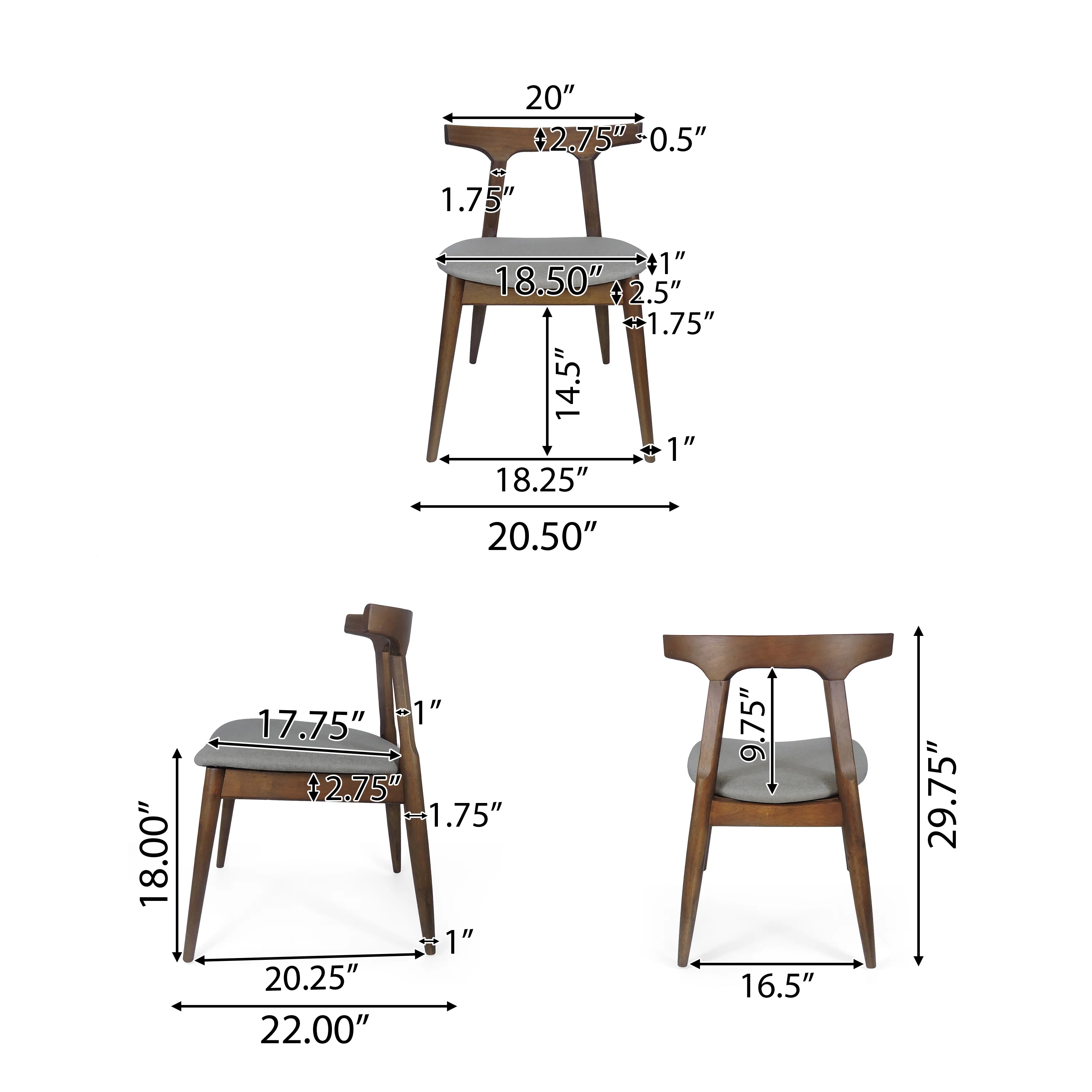 Danmore Mid Century Modern Fabric Upholstered Dining Chairs, Set of 4 - furnishings