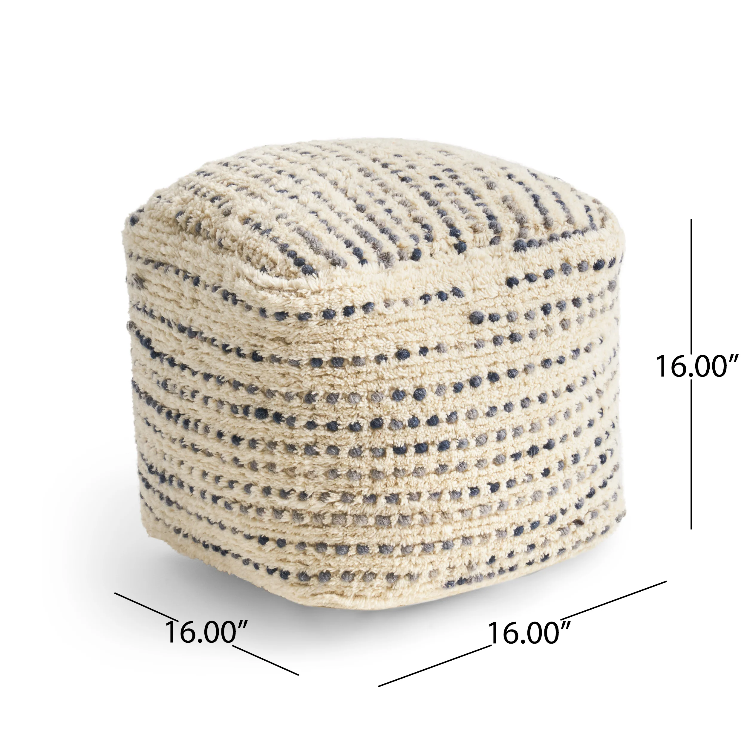 Ewelina Boho Wool and Cotton Ottoman Pouf - furnishings