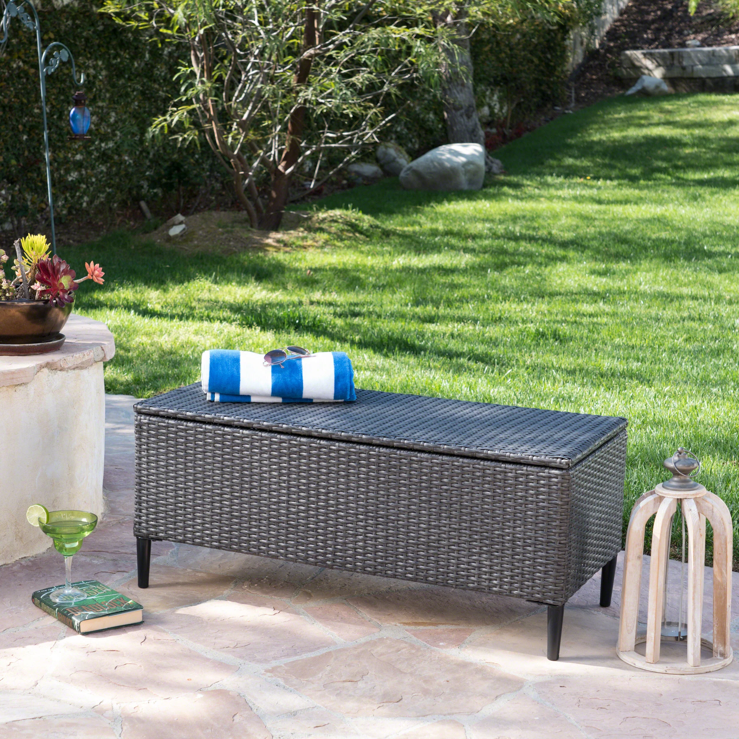 Irene Outdoor Wicker Storage Chest - furnishings