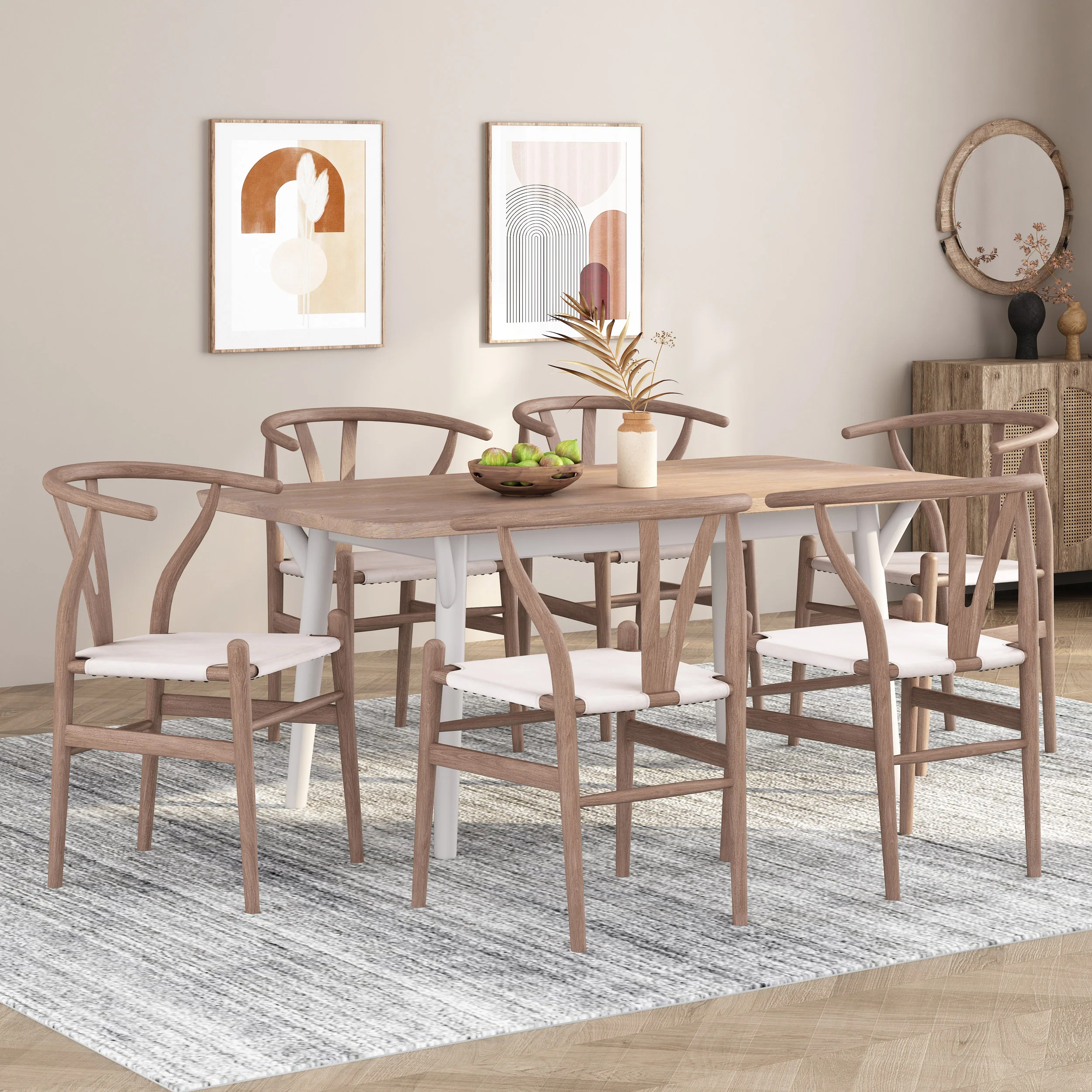 Quince Mid Century Boho Ash Wood Dining Chairs, Set of 6 - furnishings