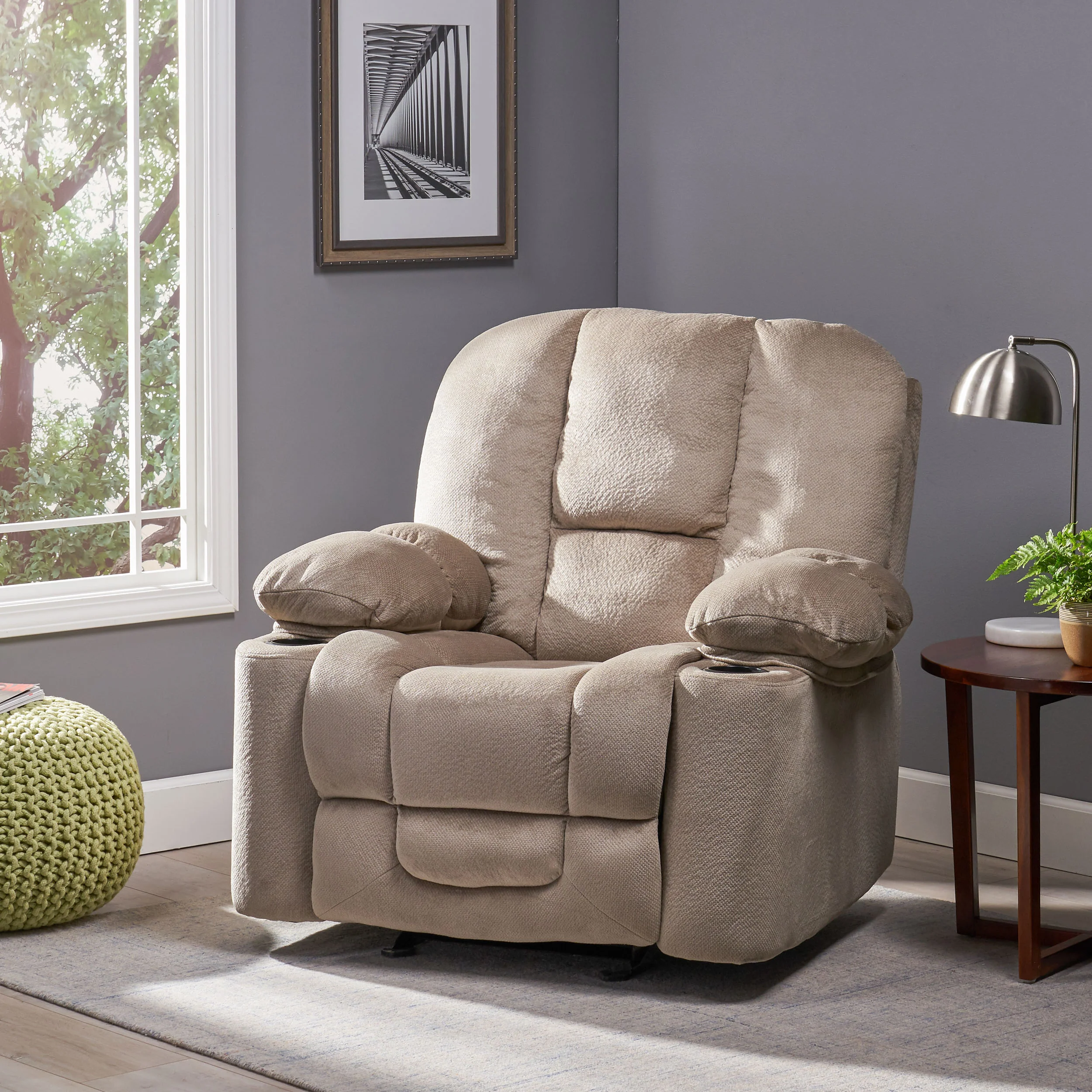 Raymond Fabric Glider Recliner Club Chair - furnishings