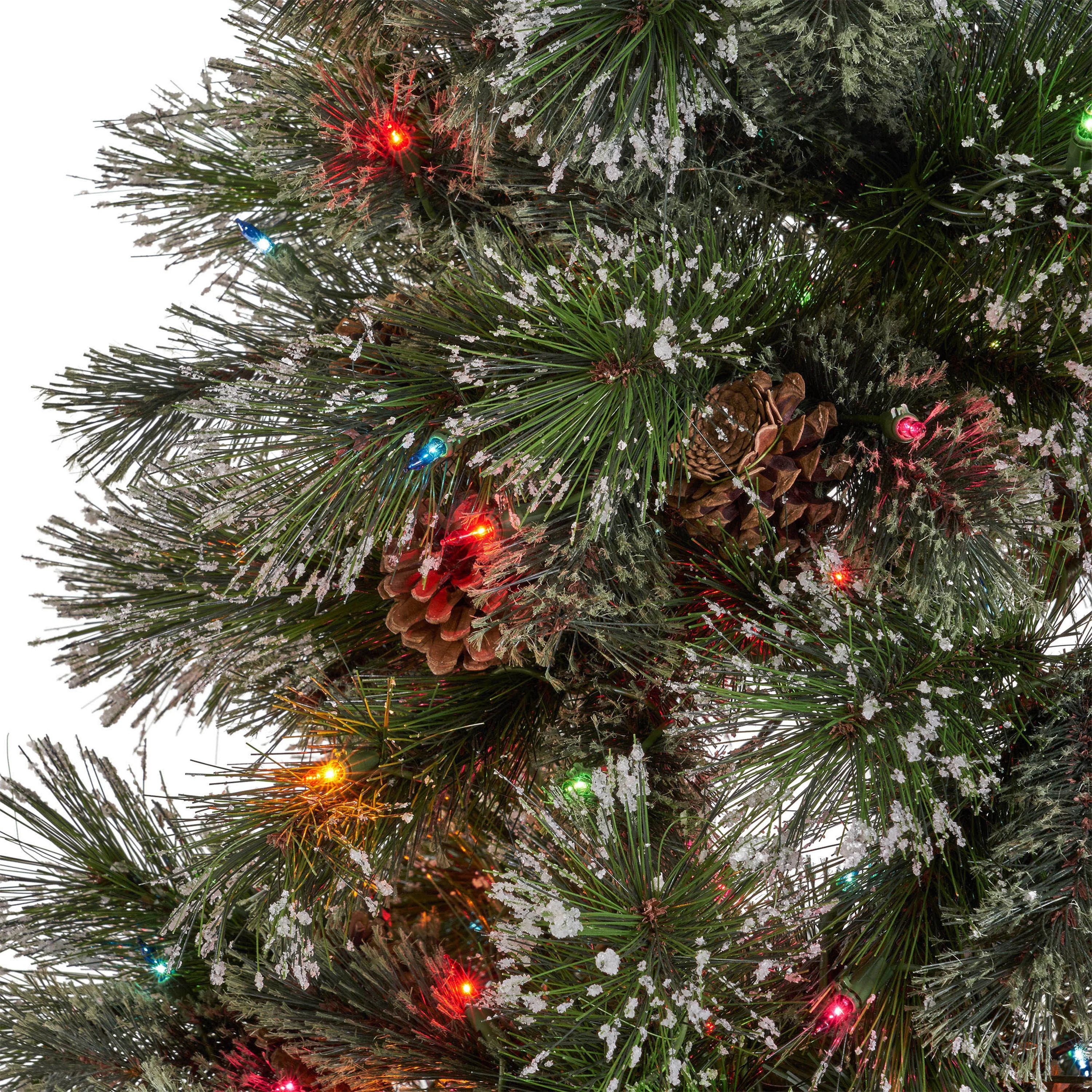 9-foot Cashmere Pine and Mixed Needles Hinged Artificial Christmas Tree with Snowy Branches and Pinecones - furnishings