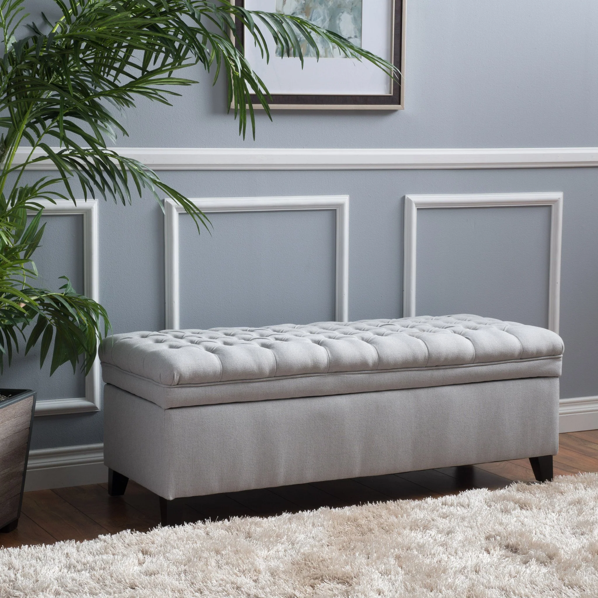 Laguna French Style Tufted Fabric Storage Ottoman Bench - furnishings