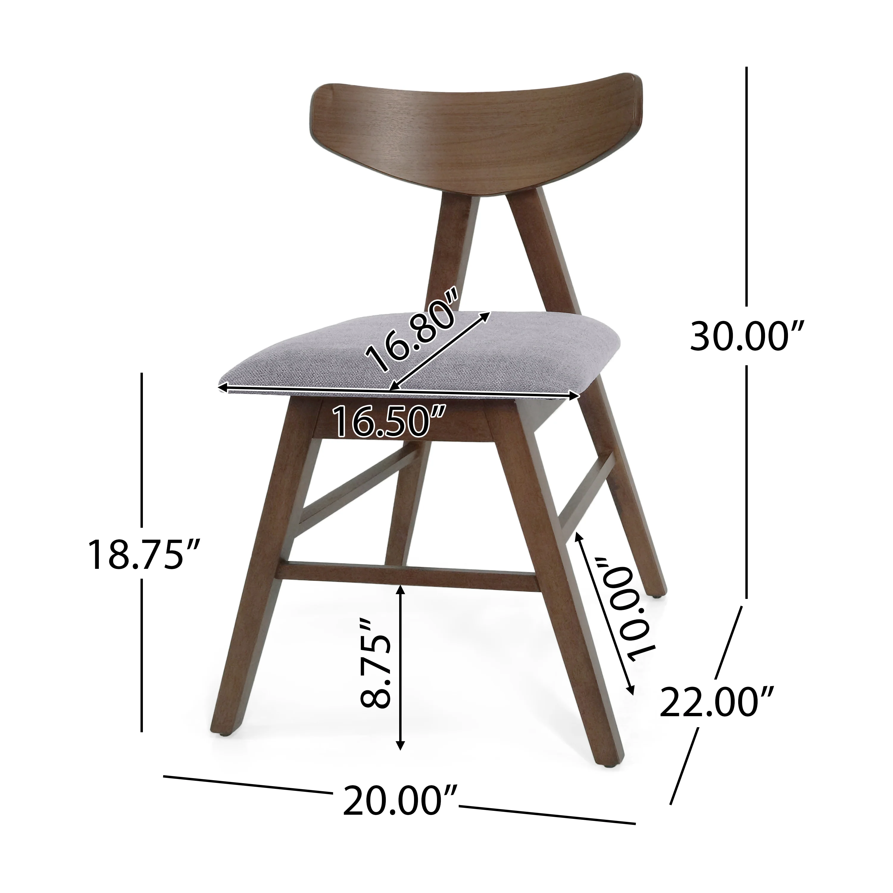 Sunapee Mid Century Modern Fabric Upholstered Wood Dining Chairs, Set of 2 - furnishings