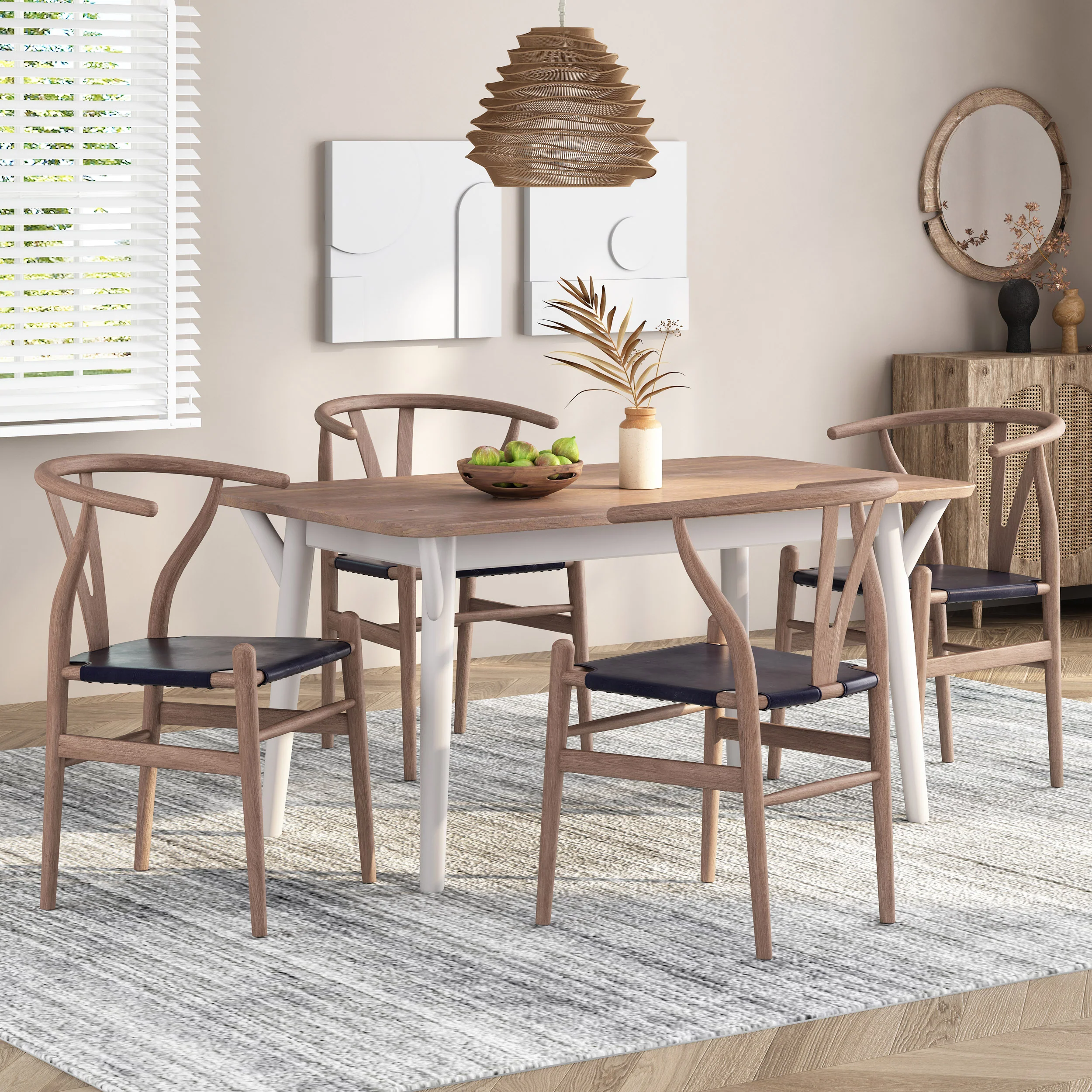 Quince Mid Century Boho Ash Wood Dining Chairs, Set of 4 - furnishings