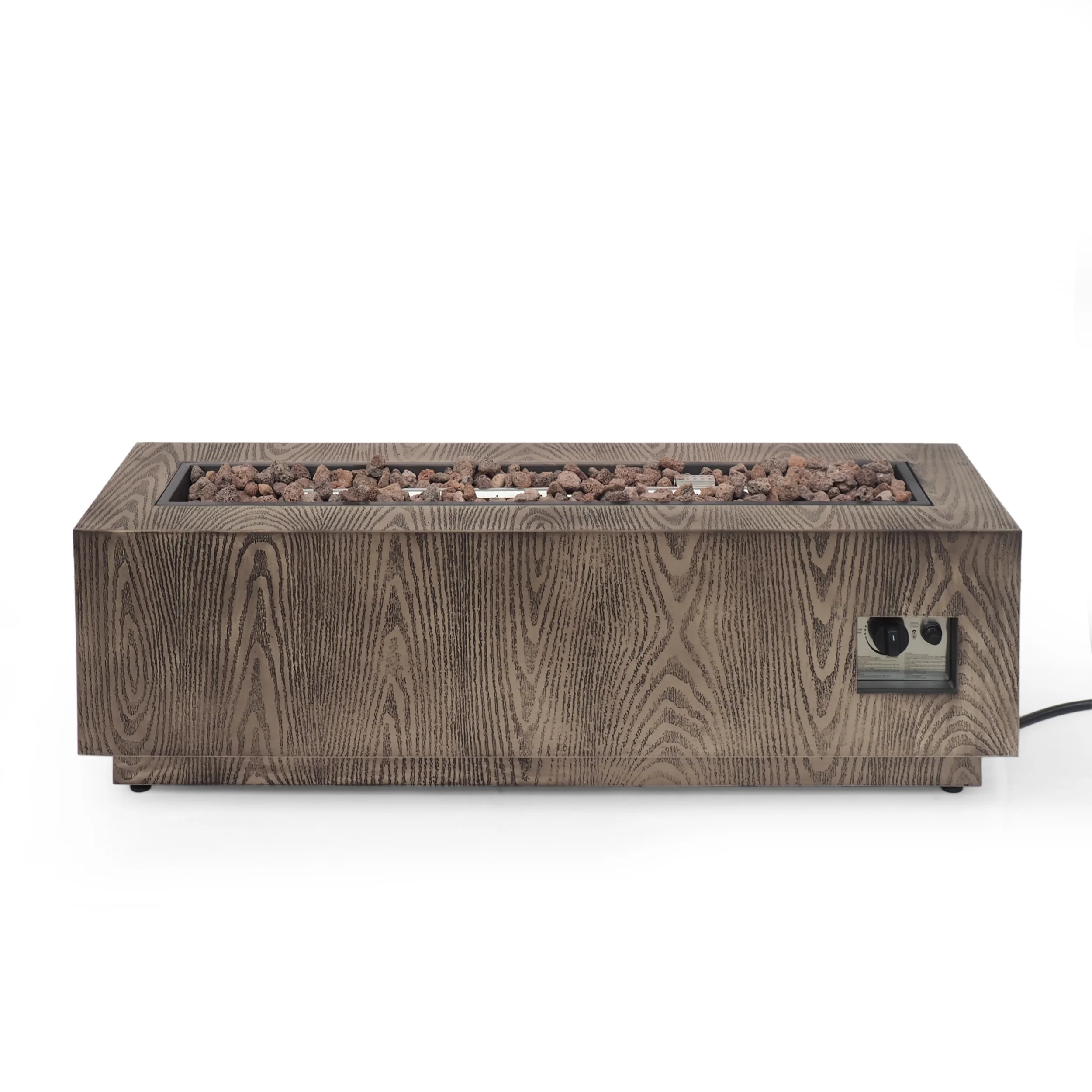 Jasmine Rectangular Wood Finish Propane Fire Pit - furnishings