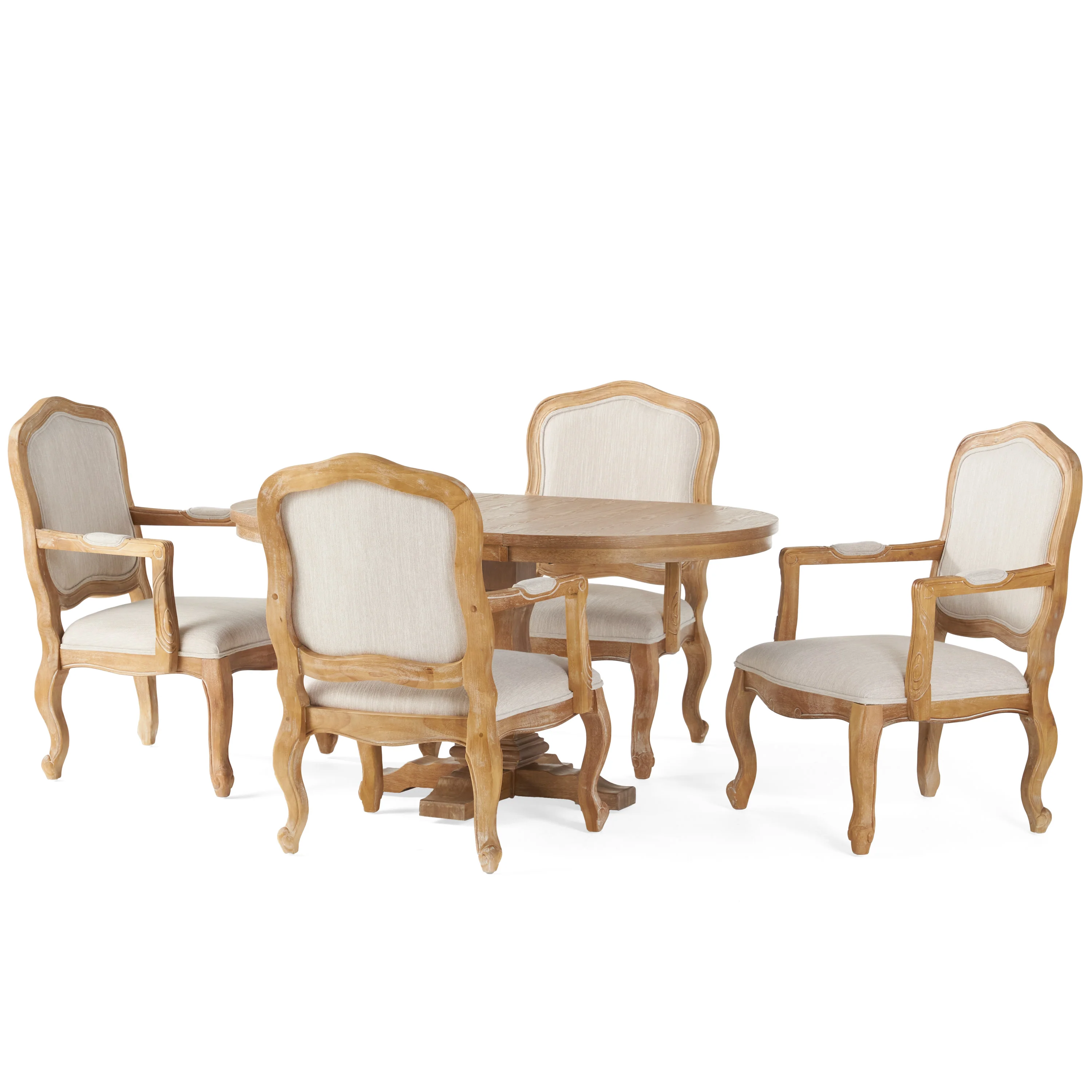 Maria French Country Wood 5-Piece Expandable Oval Dining Set - furnishings