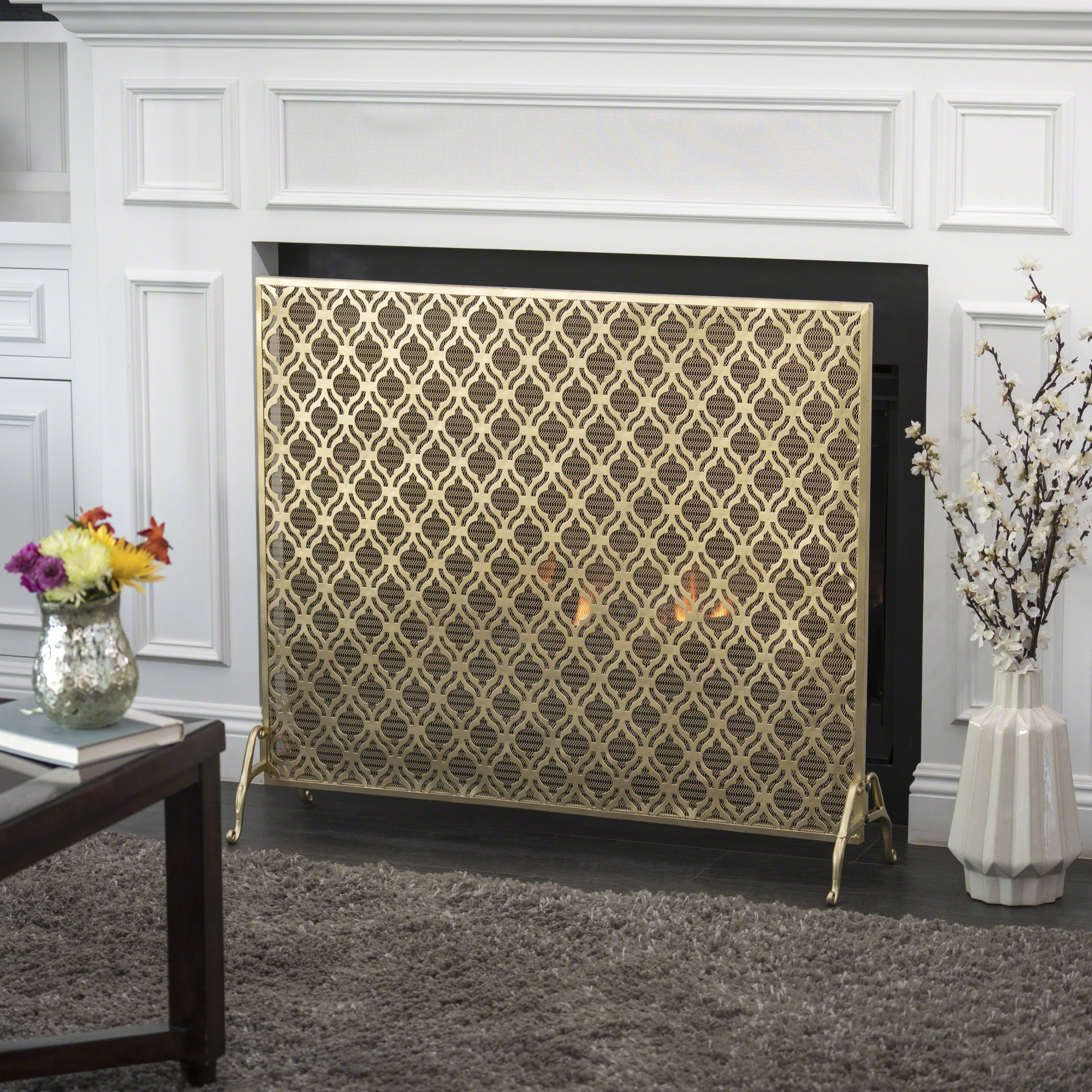 Elmer Single Panel Iron Fire Screen - furnishings