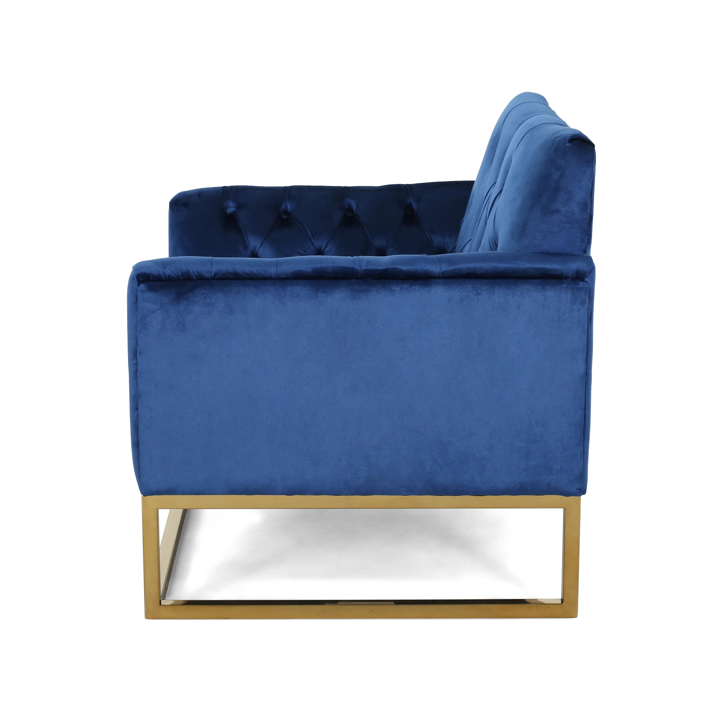 Doris Modern Glam Button Tufted Diamond Stitch Velvet Club Chair with Gold Frame - furnishings