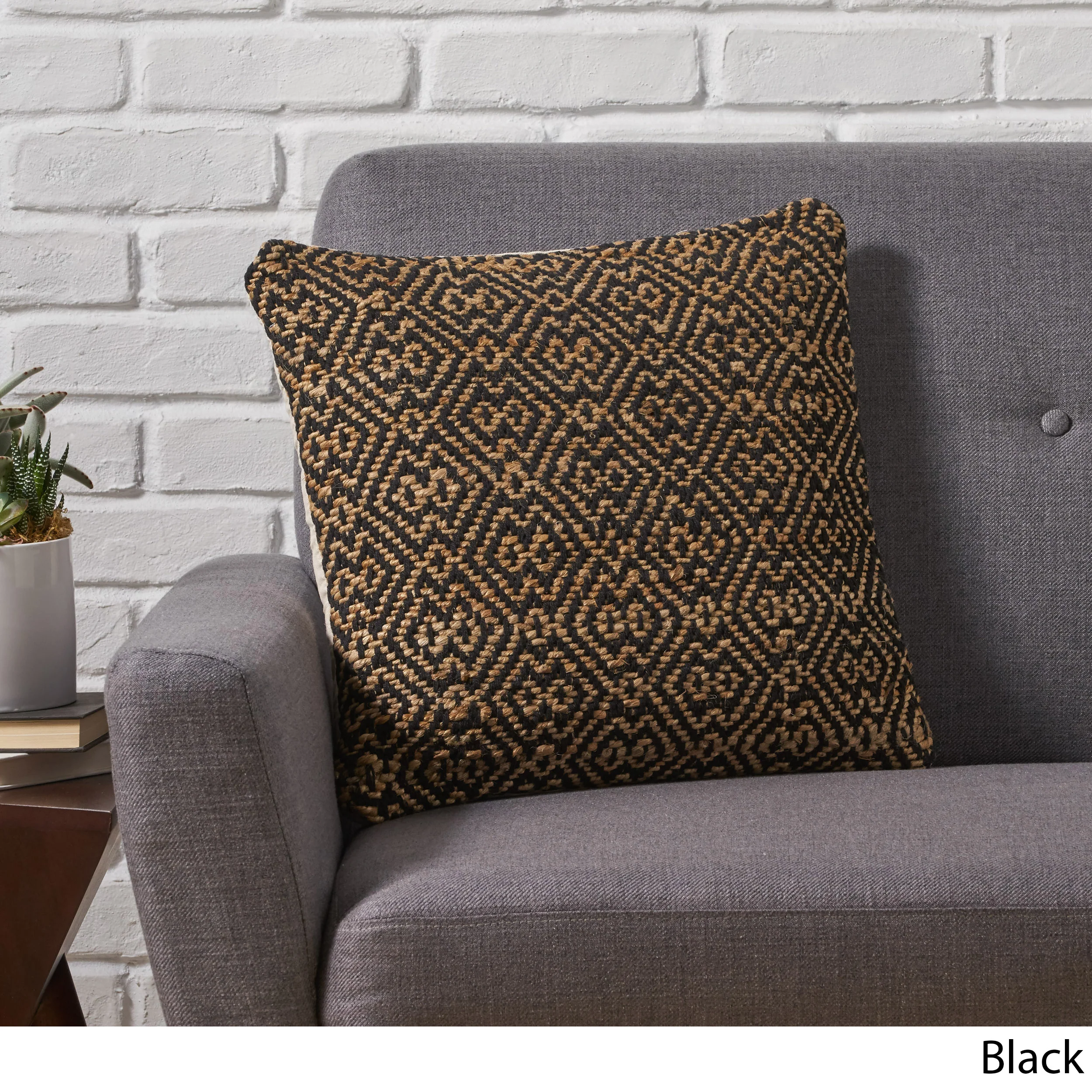 Tzipporah Boho Jute and Cotton Throw Pillow - furnishings