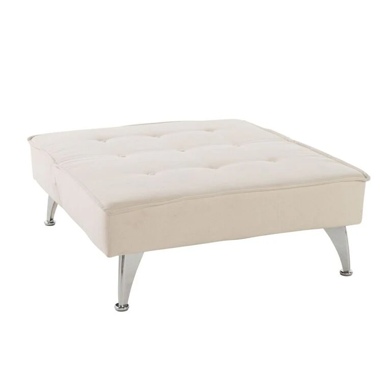 Carimote Contemporary Ivory Fabric Click Clack Chair/Ottoman - furnishings
