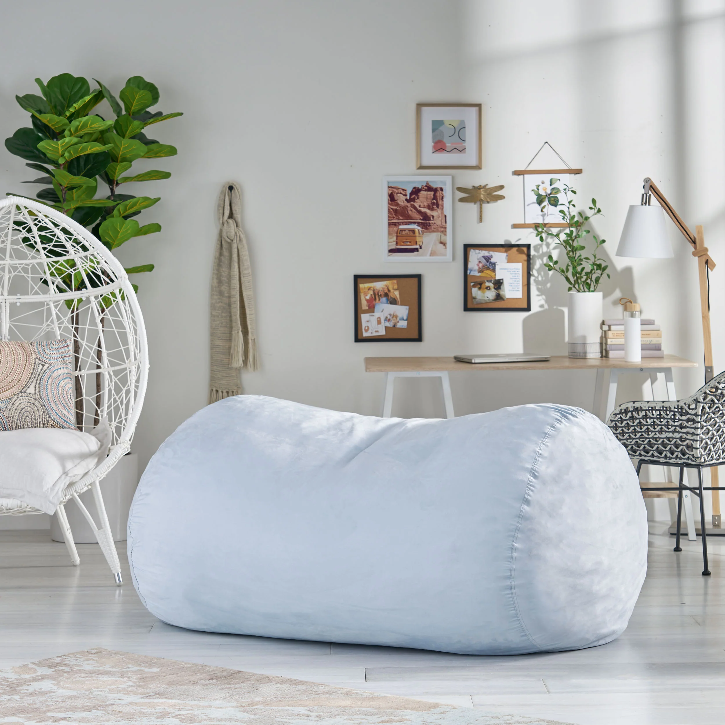 Bern Modern 6.5 Foot Microfiber Pastel Bean Bag - furnishings