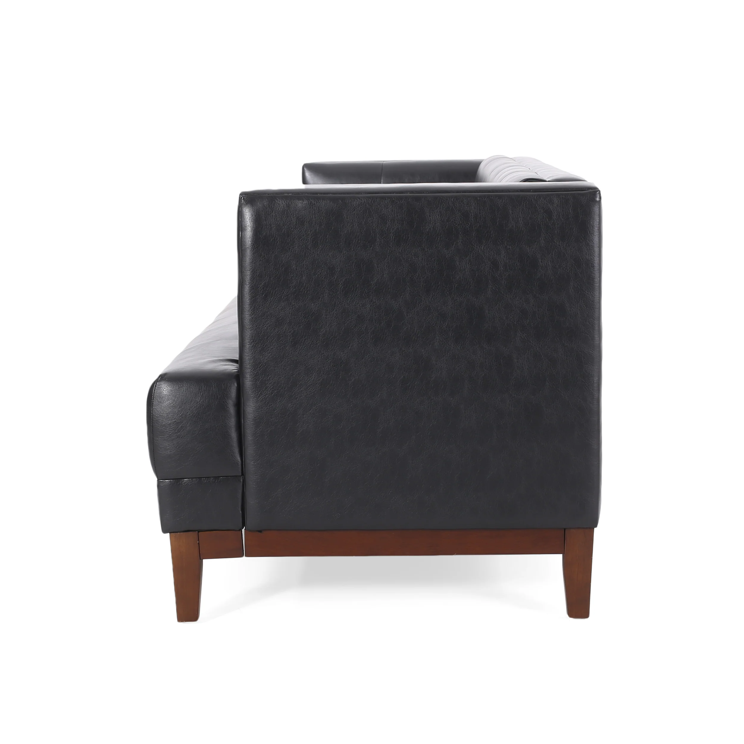 Stefan Mid Century Modern Faux Leather Tufted 3 Seater Sofa - furnishings